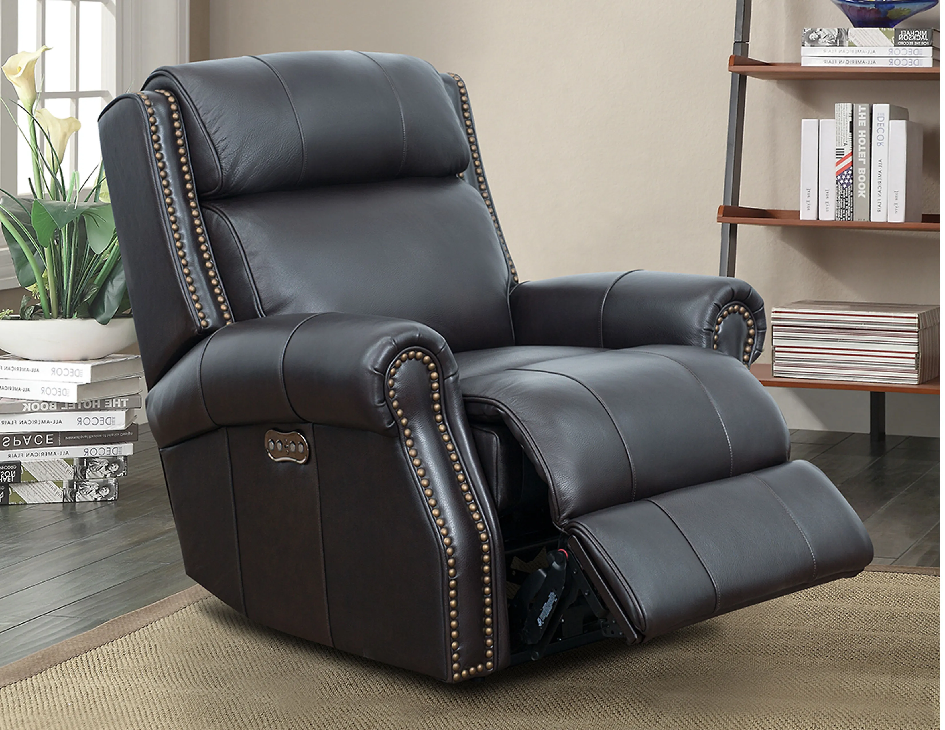 Blair Big & Tall Leather Power Headrest Power Recliner (Walnut) In stock 6 Blair Big & Tall Leather Power Headrest Power Recliner (Walnut) In stock