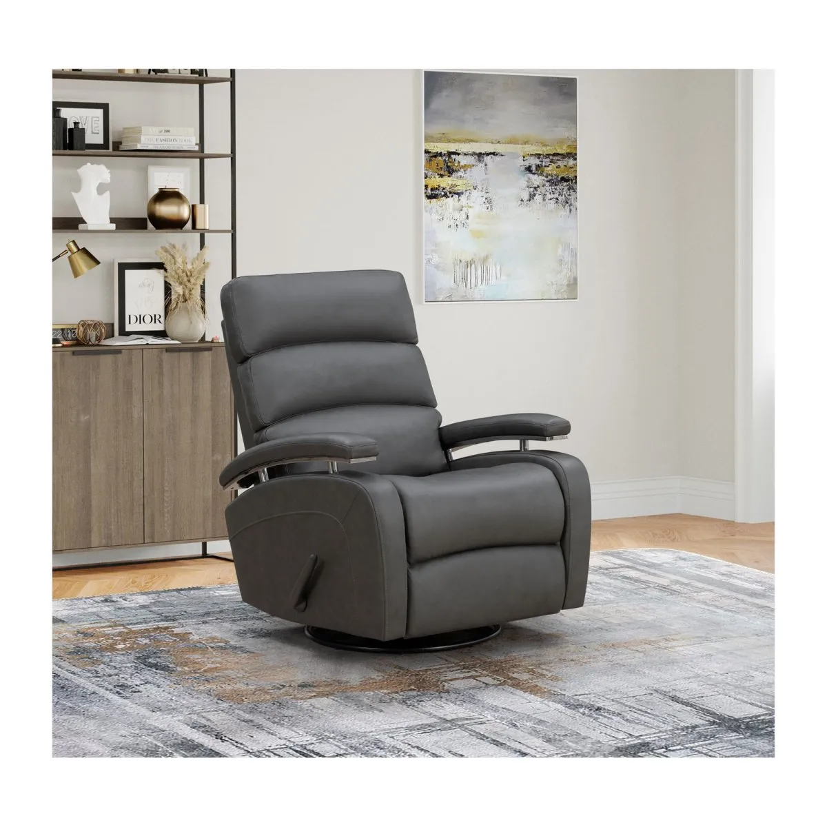 Contempo Leather Swivel Glider Recliner (Cream) In stock 12 Contempo Leather Swivel Glider Recliner (Cream) In stock