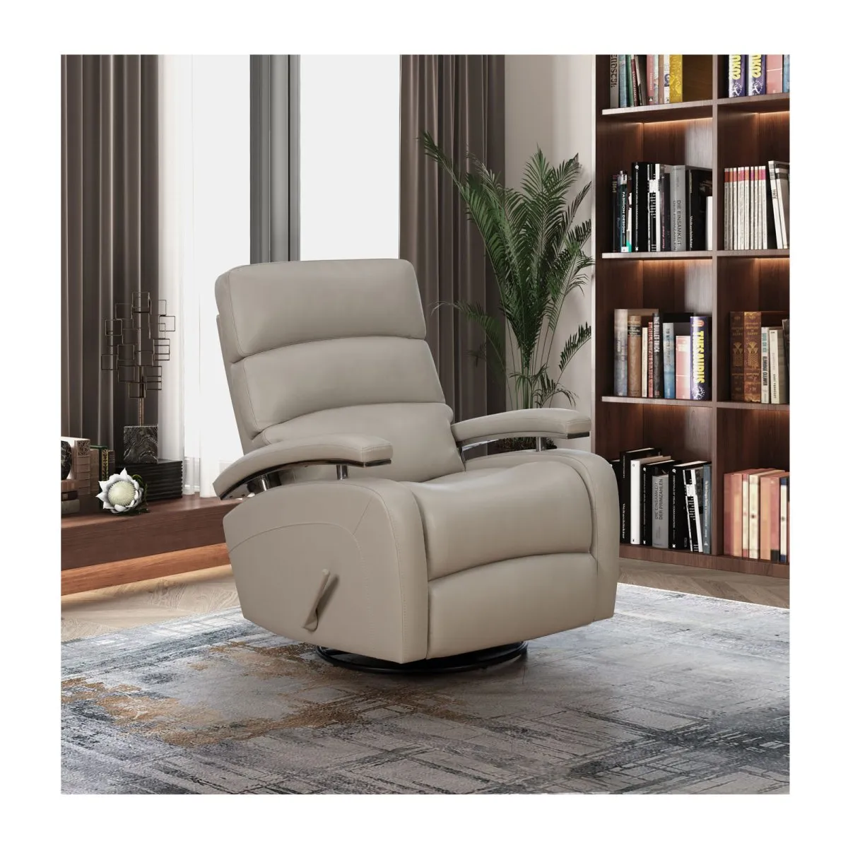 Contempo Leather Swivel Glider Recliner (Cream) In stock 6 Contempo Leather Swivel Glider Recliner (Cream) In stock