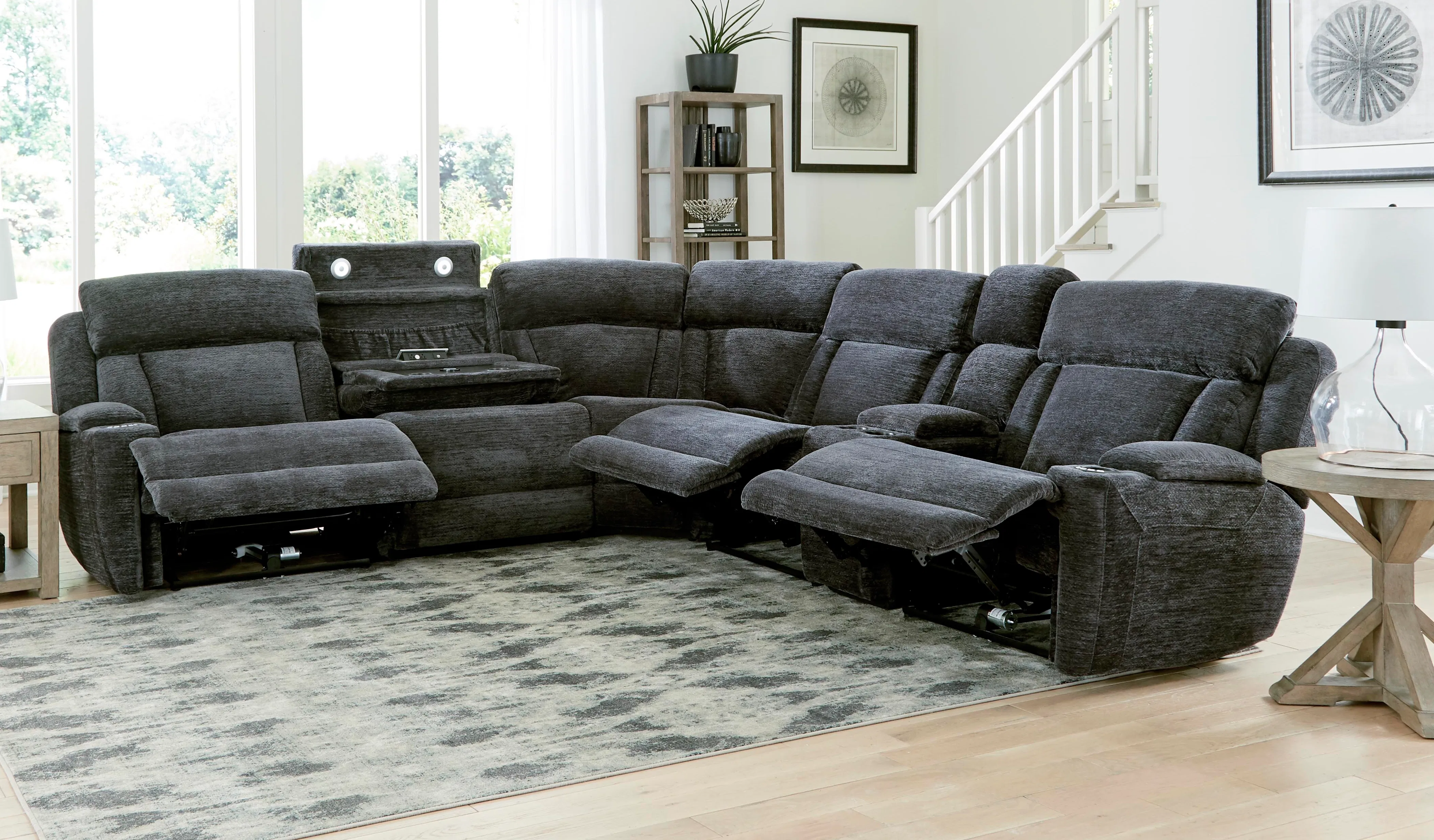 Dalton 6 Piece Power Reclining Sectional Charcoal (In Stock - Fast shipping) 8 Dalton 6 Piece Power Reclining Sectional Charcoal (In Stock - Fast shipping)