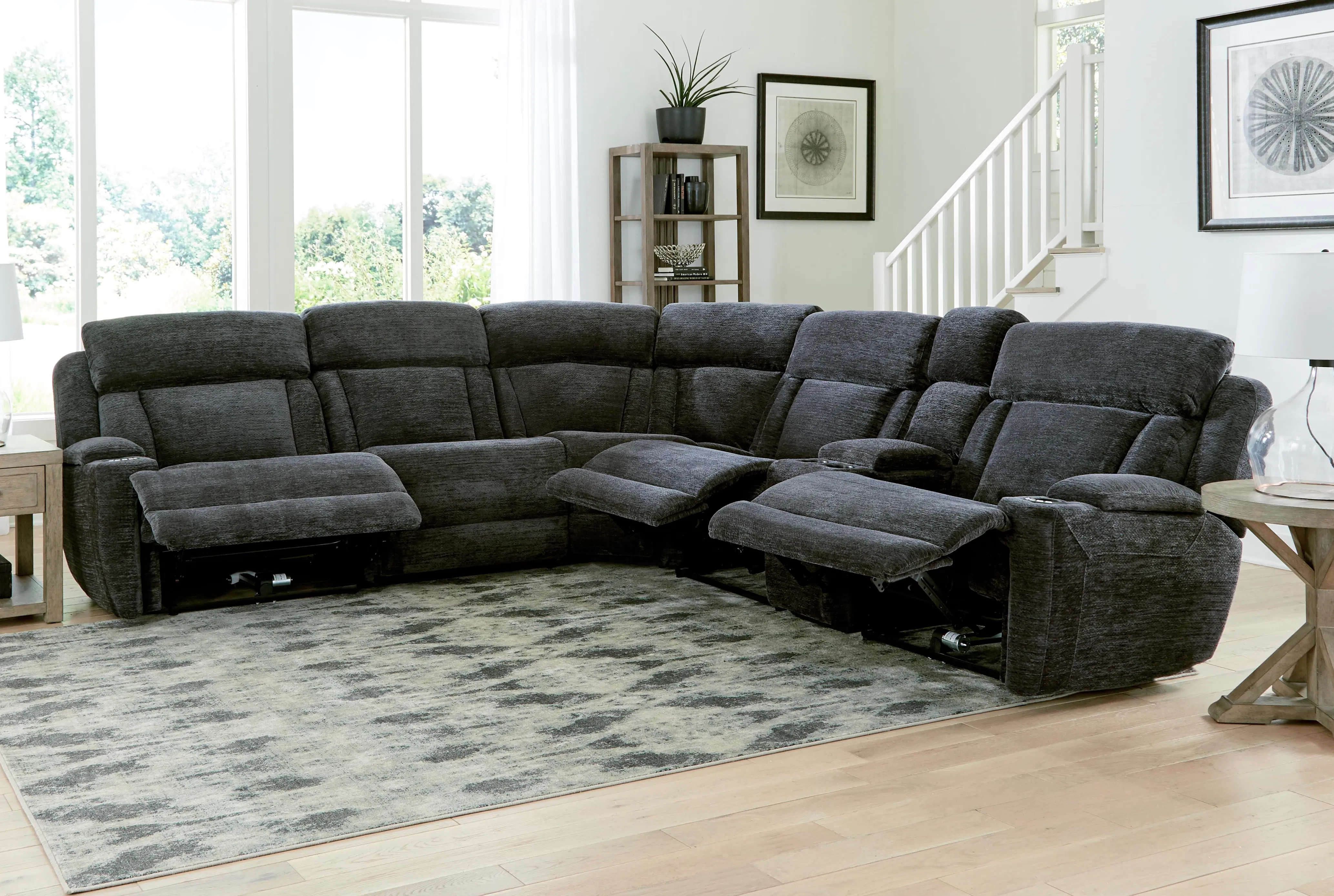 Dalton 6 Piece Power Reclining Sectional Charcoal (In Stock - Fast shipping) 9 Dalton 6 Piece Power Reclining Sectional Charcoal (In Stock - Fast shipping)