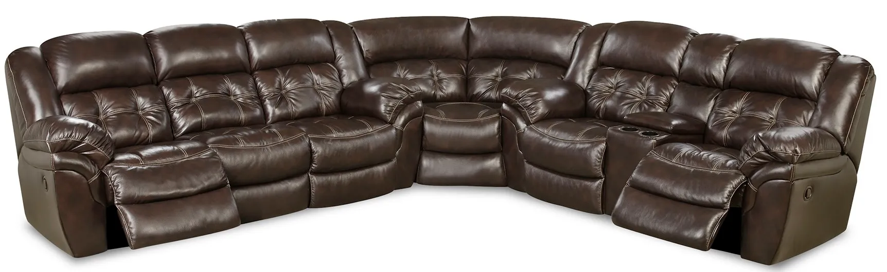 Denver Three Piece Reclining Sectional Chocolate (In stock) 2 Denver Three Piece Reclining Sectional Chocolate (In stock)