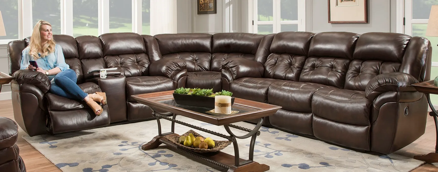 Denver Three Piece Reclining Sectional Chocolate (In stock) 3 Denver Three Piece Reclining Sectional Chocolate (In stock)