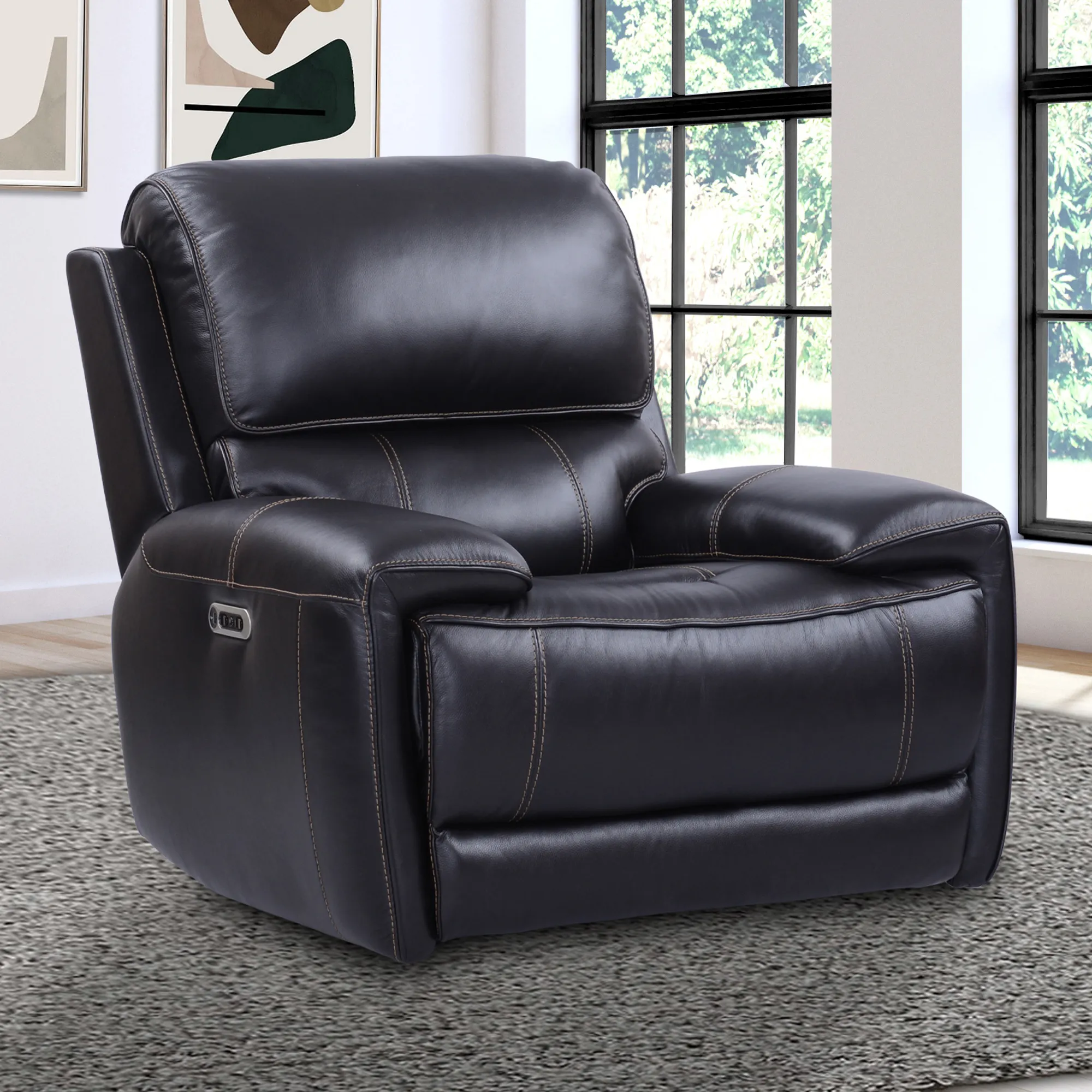 Empire Leather Power Headrest Power Recliner Blackberry (In stock - Fast shipping) 6 Empire Leather Power Headrest Power Recliner Blackberry (In stock - Fast shipping)