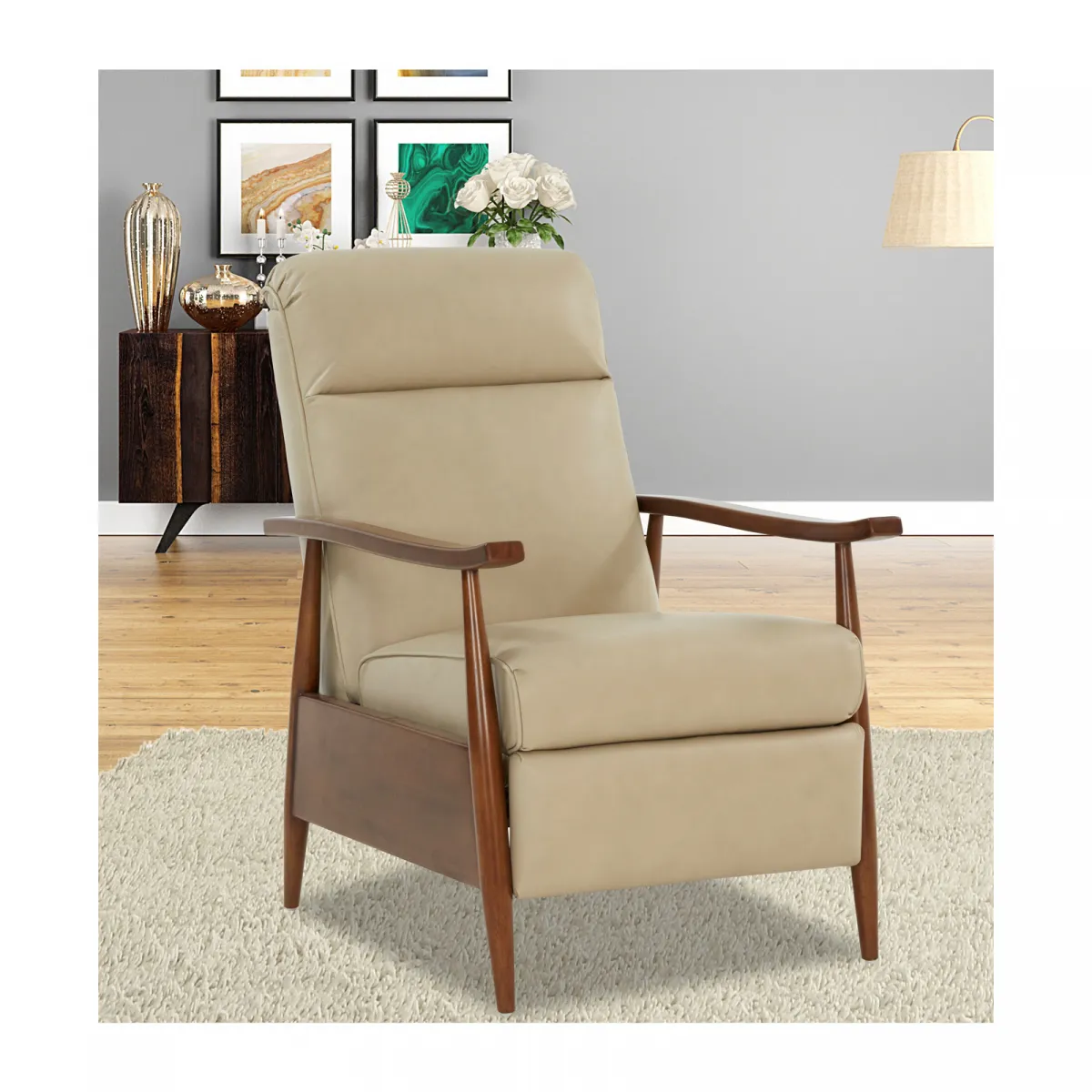 Hampton Push Thru The Arms Recliner (Cream) In stock 12 Hampton Push Thru The Arms Recliner (Cream) In stock