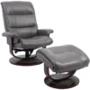 Knight Pedestal Reclining Swivel Leather Chair and Ottoman Ice (In stock - Fast shipping)