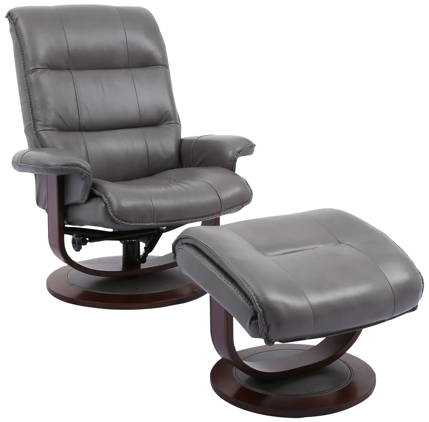 Knight Pedestal Reclining Swivel Leather Chair and Ottoman Ice (In stock - Fast shipping) 1 Knight Pedestal Reclining Swivel Leather Chair and Ottoman Ice (In stock - Fast shipping)
