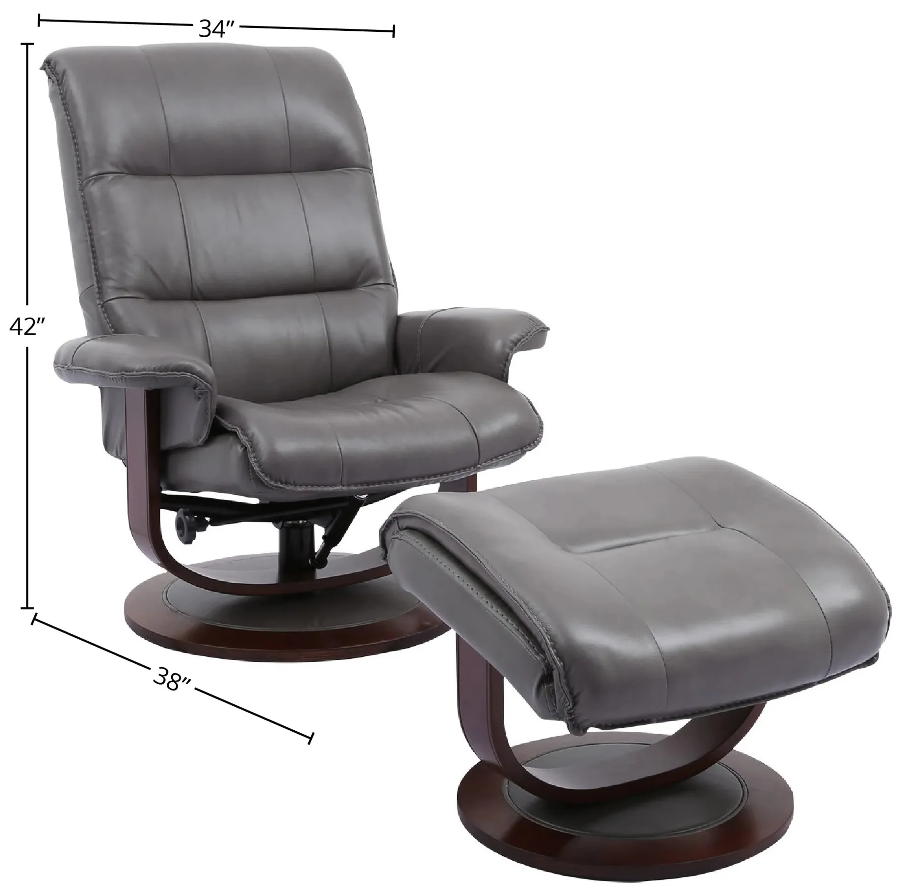 Knight Pedestal Reclining Swivel Leather Chair and Ottoman Ice (In stock - Fast shipping) 3 Knight Pedestal Reclining Swivel Leather Chair and Ottoman Ice (In stock - Fast shipping)