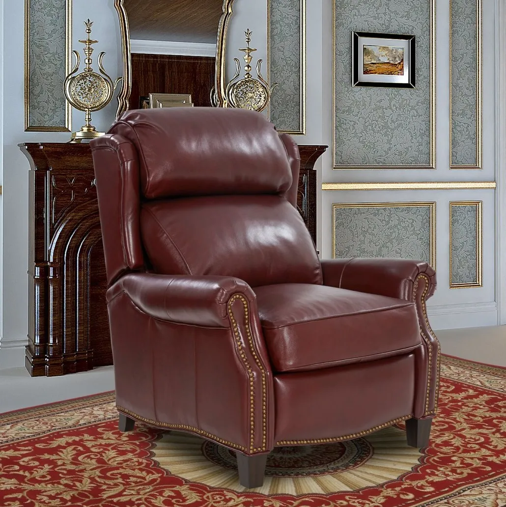 Meade Leather Recliner (Cabernet) In stock 5 Meade Leather Recliner (Cabernet) In stock