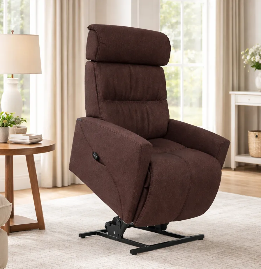 Milan 3 Motor Lift Reclining Chair Dark Brown Fabric (IN STOCK) 6 Milan 3 Motor Lift Reclining Chair Dark Brown Fabric (IN STOCK)