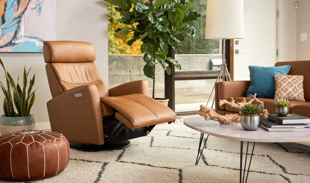 Milan Swivel Glider Power Headrest Power Recliner Vintage Cognac (In stock - Fast Shipping) 8 Milan Swivel Glider Power Headrest Power Recliner Vintage Cognac (In stock - Fast Shipping)