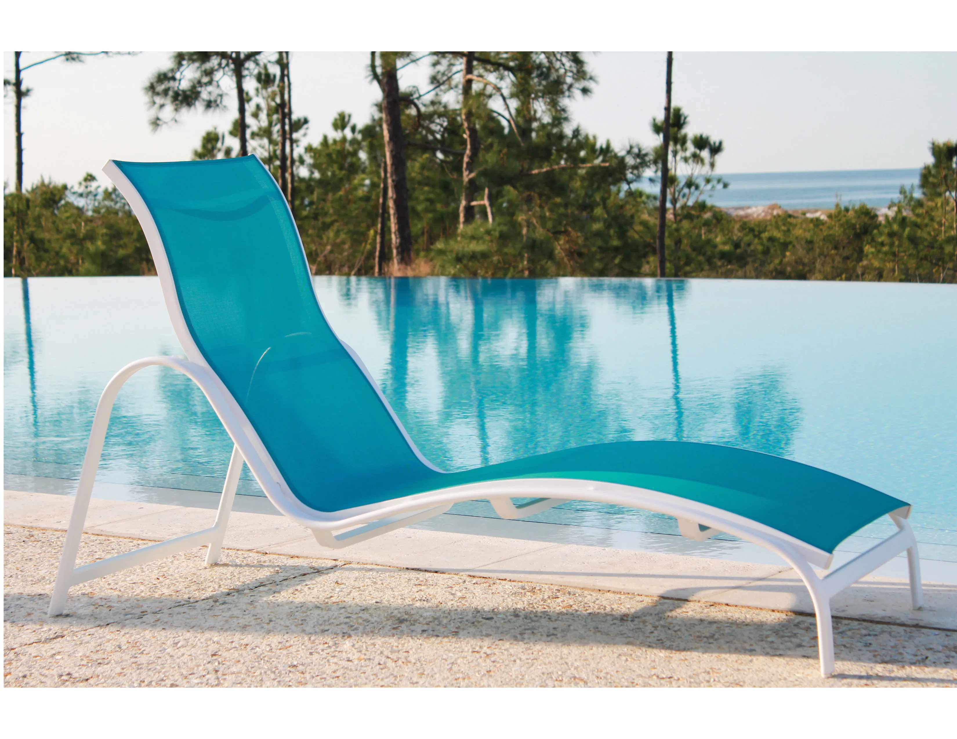 Dune Sling Chaise Lounge (Stackable) 24 fabrics - 8 metal finishes 1 Dune Sling Chaise Lounge (Stackable) 24 fabrics - 8 metal finishes