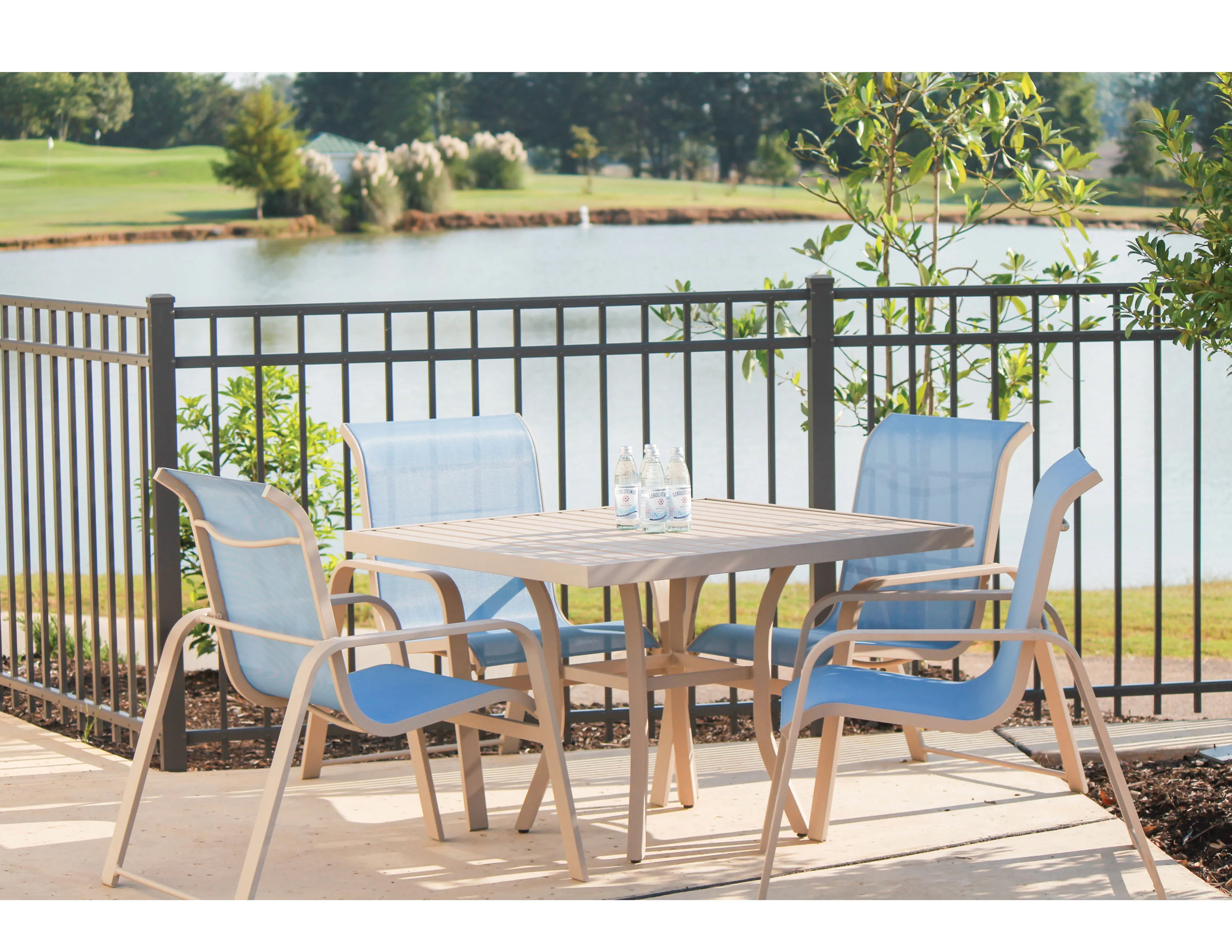 Seaside Sling Dining Arm Chair (Stackable) 24 fabrics - 8 metal finishes 2 Seaside Sling Dining Arm Chair (Stackable) 24 fabrics - 8 metal finishes