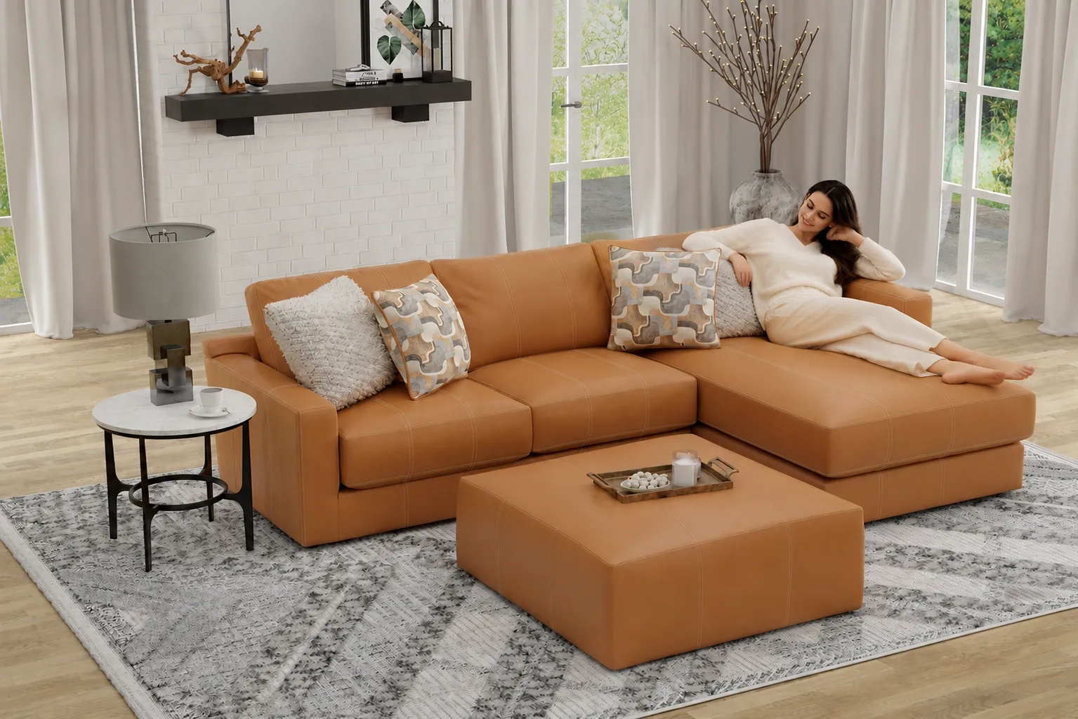 Minori Modular Leather Sectional (includes pillows (2 colors) 28 Minori Modular Leather Sectional (includes pillows (2 colors)