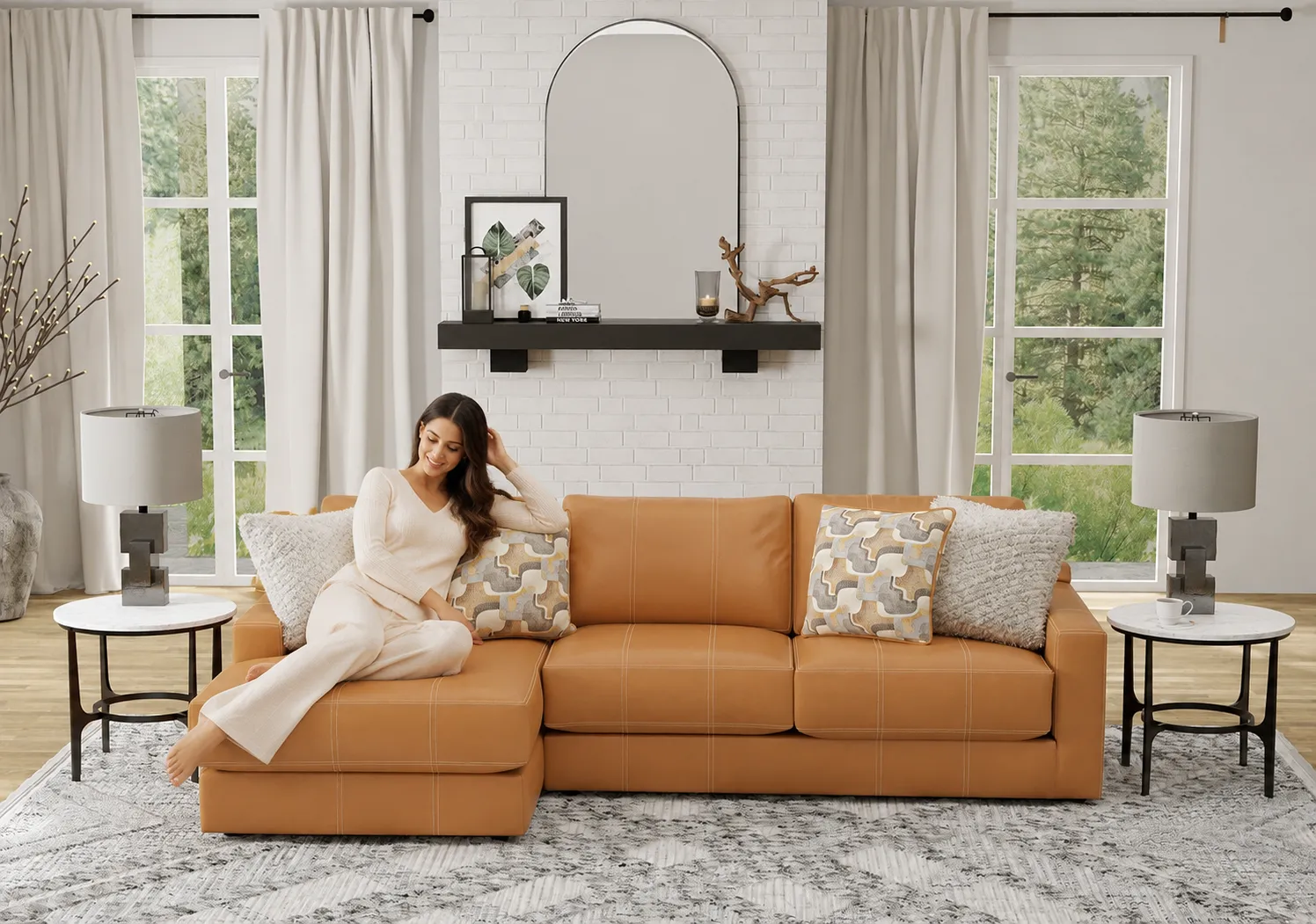 Minori Modular Leather Sectional (includes pillows (2 colors) 30 Minori Modular Leather Sectional (includes pillows (2 colors)