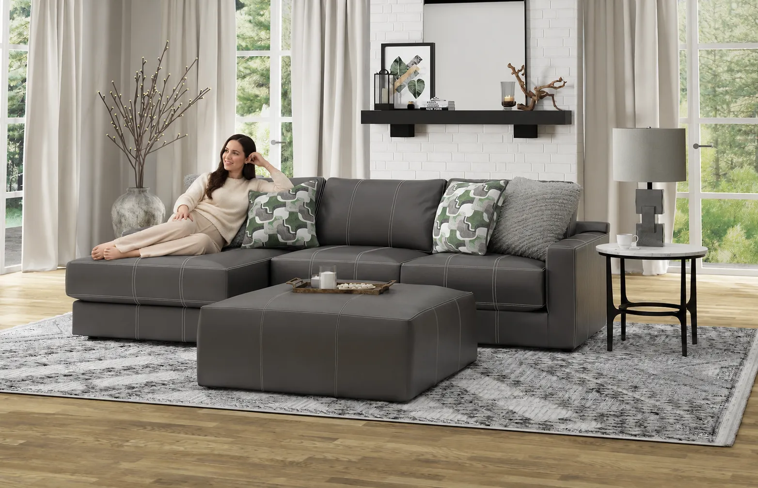 Minori Modular Leather Sectional (includes pillows (2 colors) 8 Minori Modular Leather Sectional (includes pillows (2 colors)