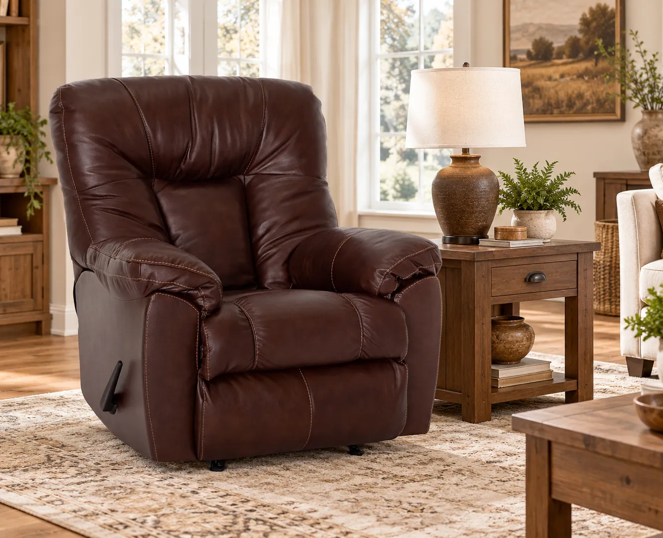 Connery 4703 Leather Match Rocker Recliner (Genuine Leather Where It Matters) 2 colors 2 Connery 4703 Leather Match Rocker Recliner (Genuine Leather Where It Matters) 2 colors