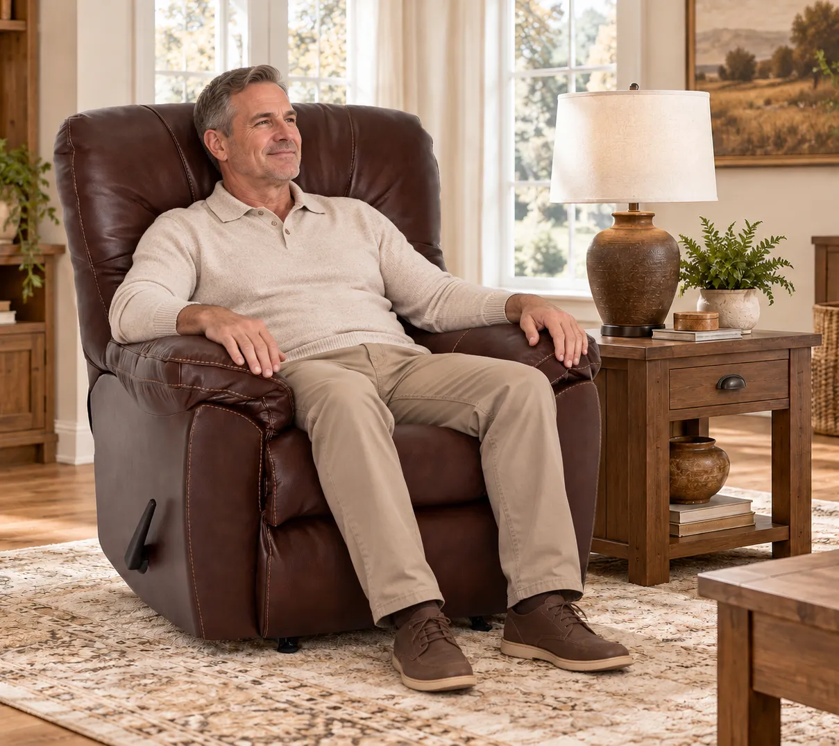Connery 4703 Leather Match Rocker Recliner (Genuine Leather Where It Matters) 2 colors 3 Connery 4703 Leather Match Rocker Recliner (Genuine Leather Where It Matters) 2 colors