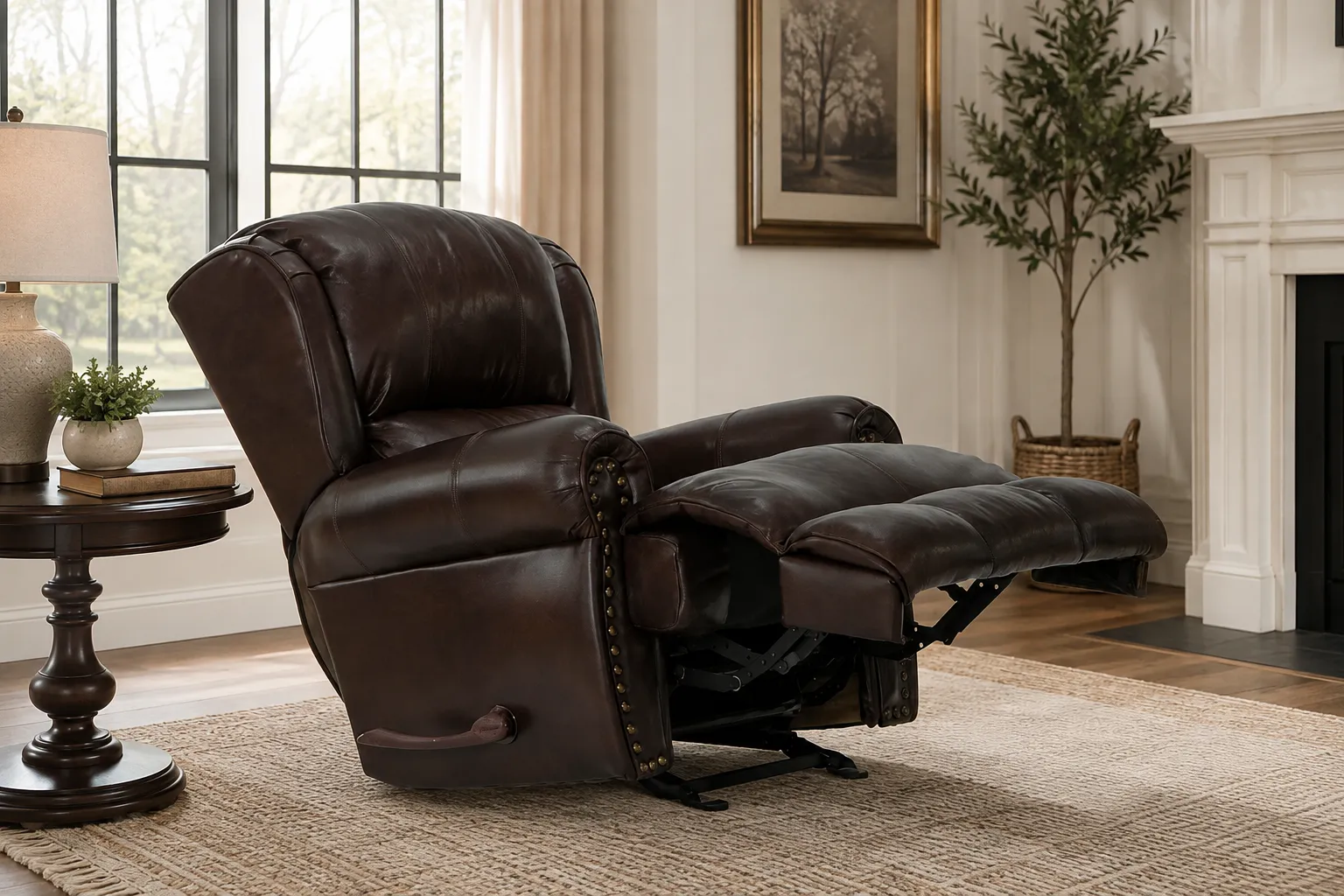 Duncan Leather Recliner Classic Leather Style, Smooth Gliding Comfort (two colors) 5 Duncan Leather Recliner Classic Leather Style, Smooth Gliding Comfort (two colors)