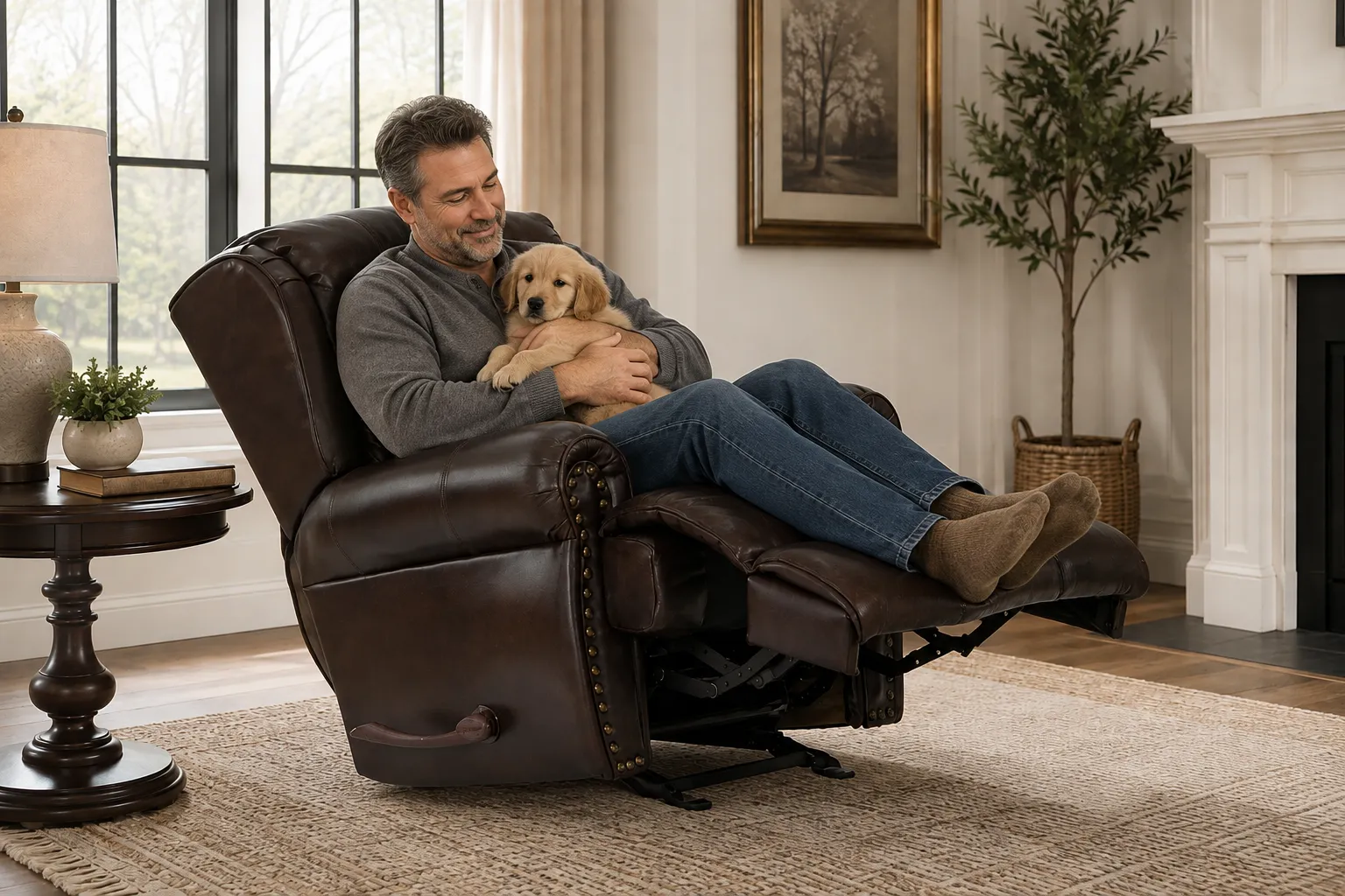 Duncan Leather Recliner Classic Leather Style, Smooth Gliding Comfort (two colors) 6 Duncan Leather Recliner Classic Leather Style, Smooth Gliding Comfort (two colors)