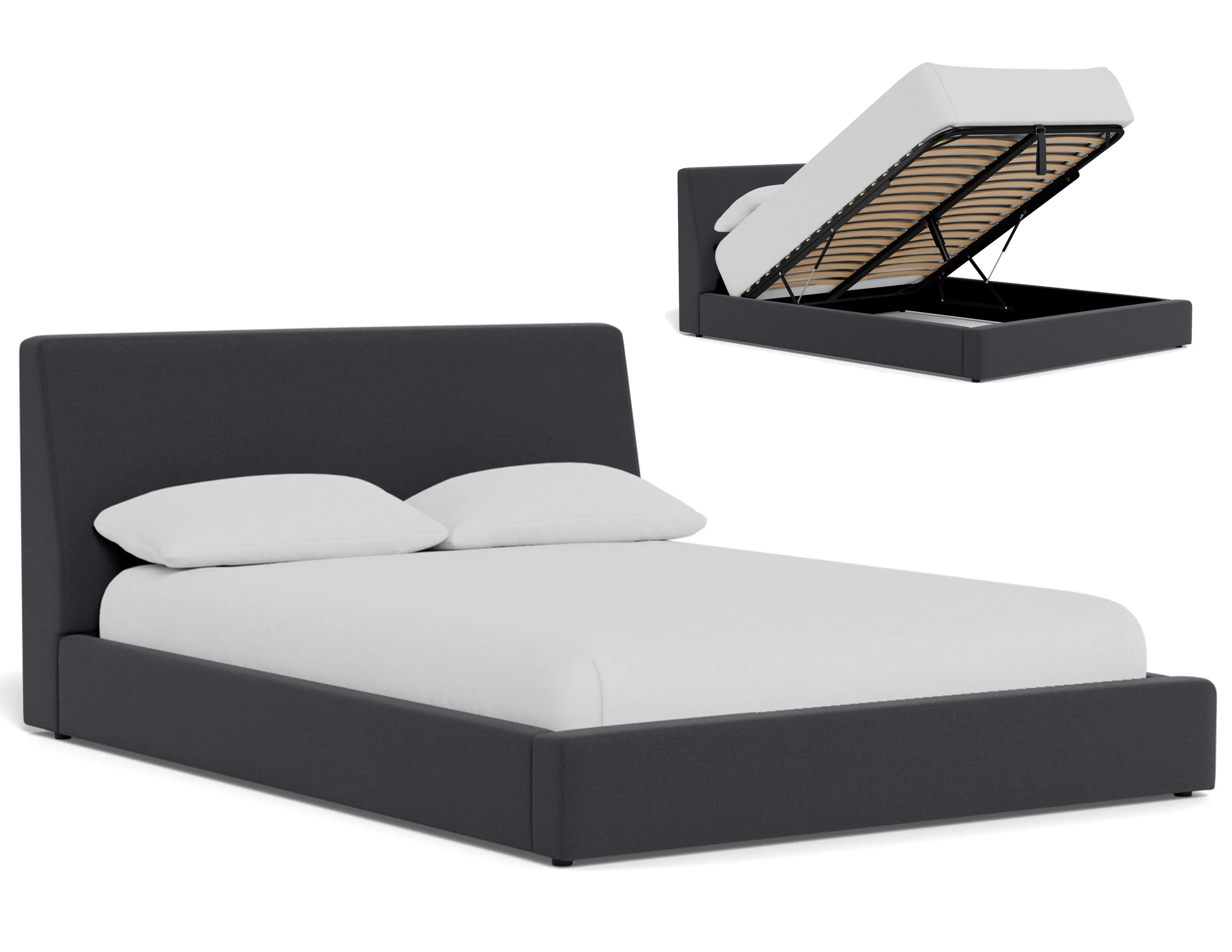 Prairie Full Queen or King Complete Bed with Lift Storage (44" headboard height) +175 colors 1 Prairie Full Queen or King Complete Bed with Lift Storage (44" headboard height) +175 colors