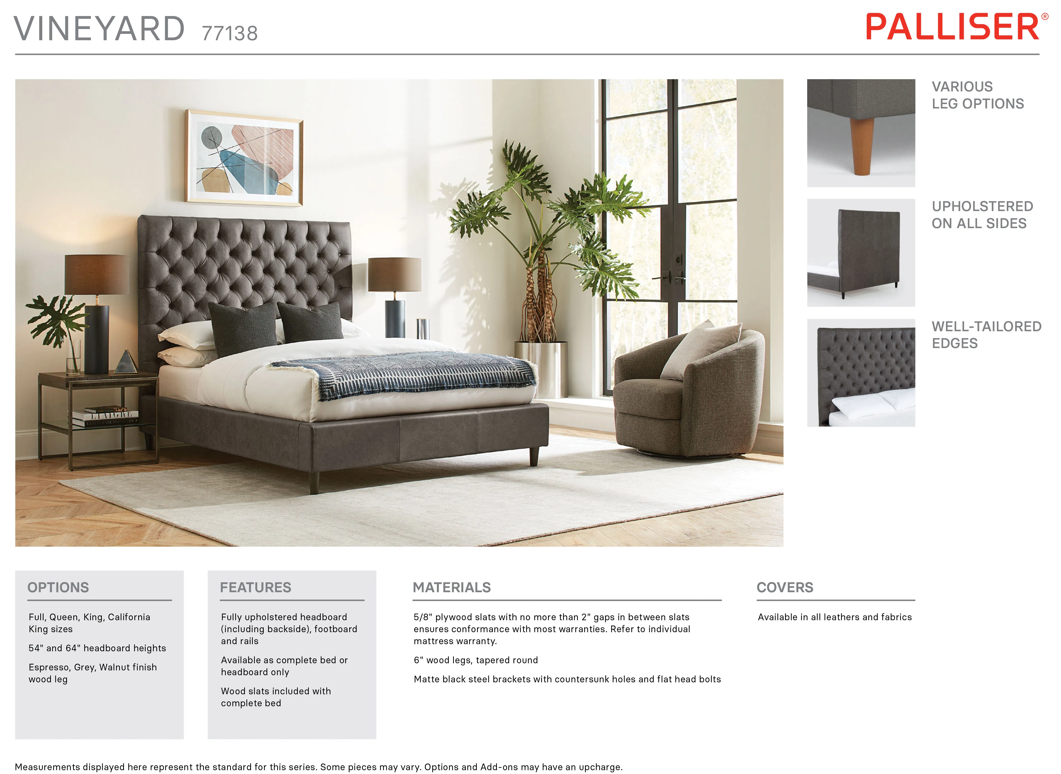 Vineyard Full - Queen - King Complete Bed (54" height) +175 colors 33 Vineyard Full - Queen - King Complete Bed (54" height) +175 colors