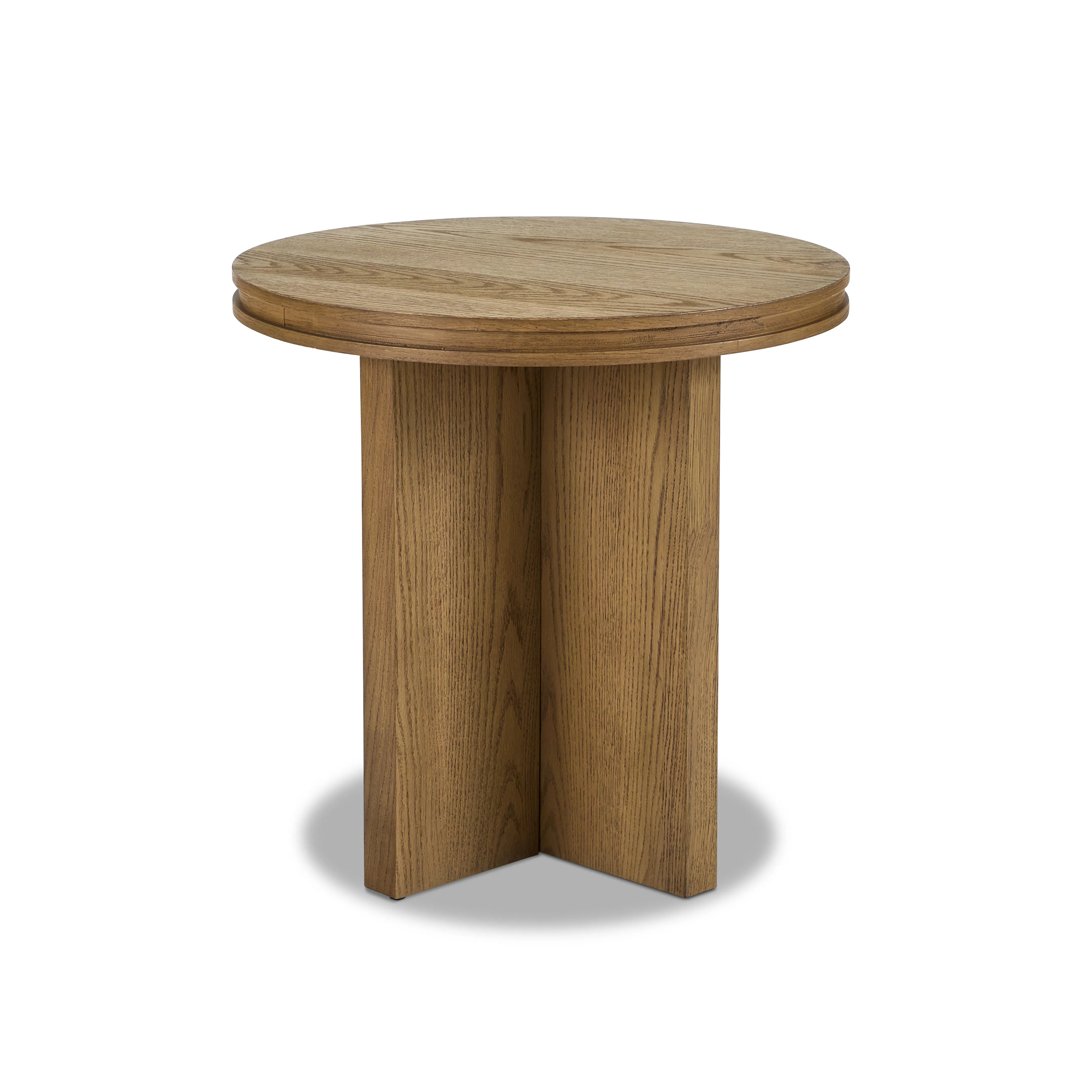 Waterfall Round End Table  Brown Finish