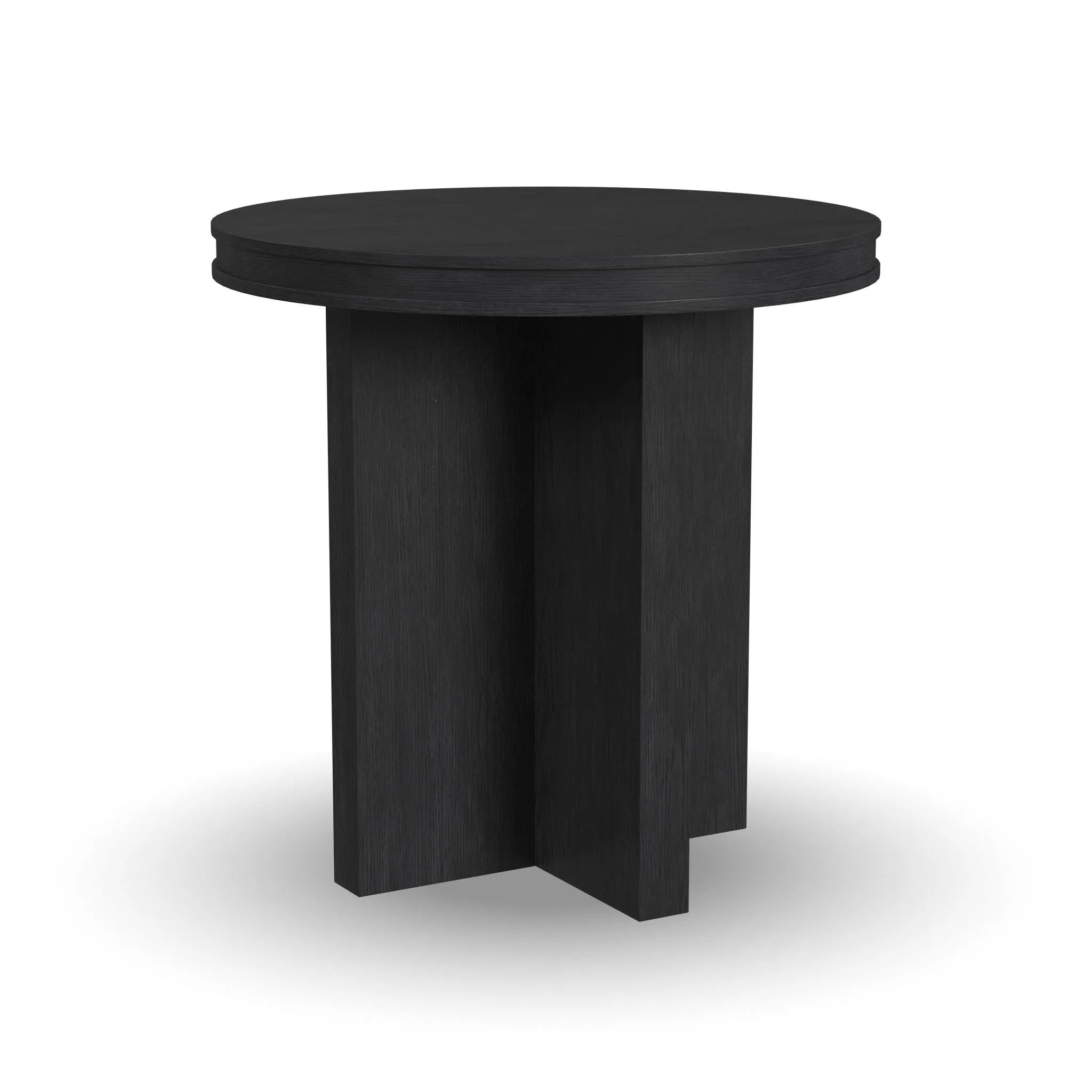 Waterfall Round End Table  Ebony Finish