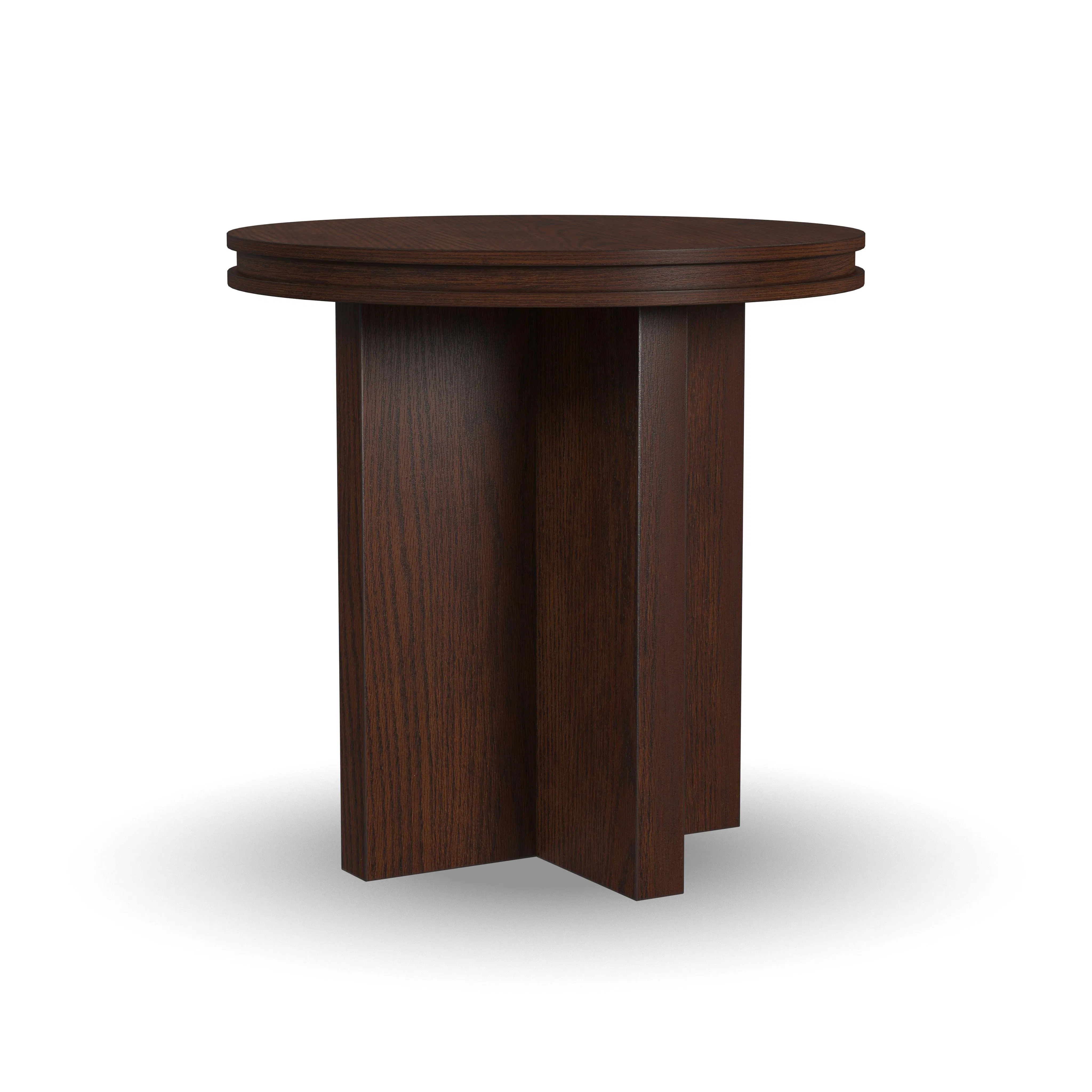 Waterfall Round End Table Dark Brown Finish 1 Waterfall Round End Table Dark Brown Finish