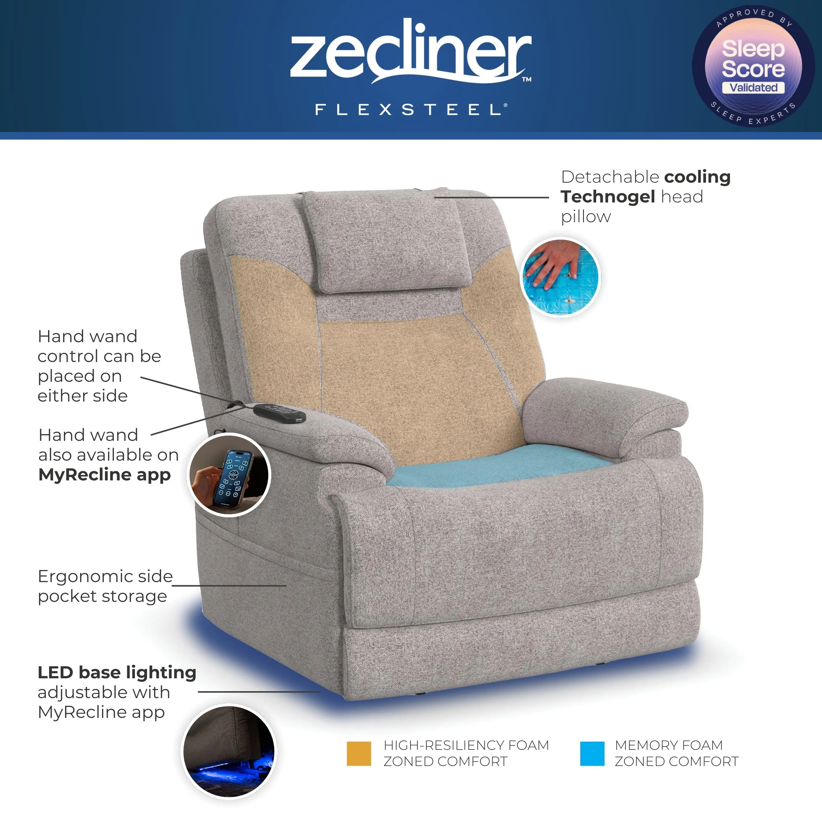Zecliner 1093 Triple Power Lift Sleep Recliner with Heat and Massage (6' 0" and taller) in stock 11 Zecliner 1093 Triple Power Lift Sleep Recliner with Heat and Massage (6' 0" and taller) in stock