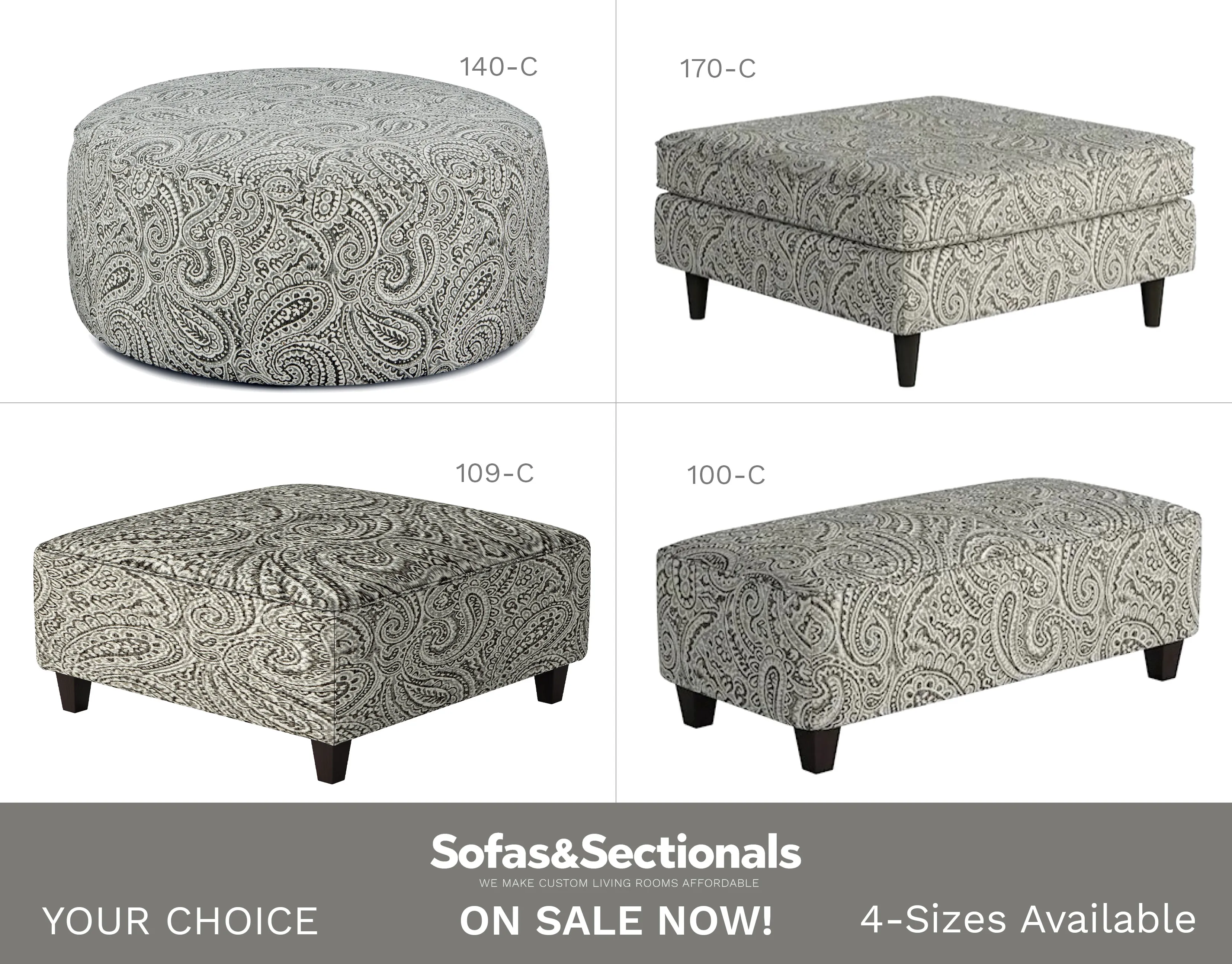 Regency Iron Cocktail Ottomans (square - round - rectangular) your choice - Performance fabric 1 Regency Iron Cocktail Ottomans (square - round - rectangular) your choice - Performance fabric