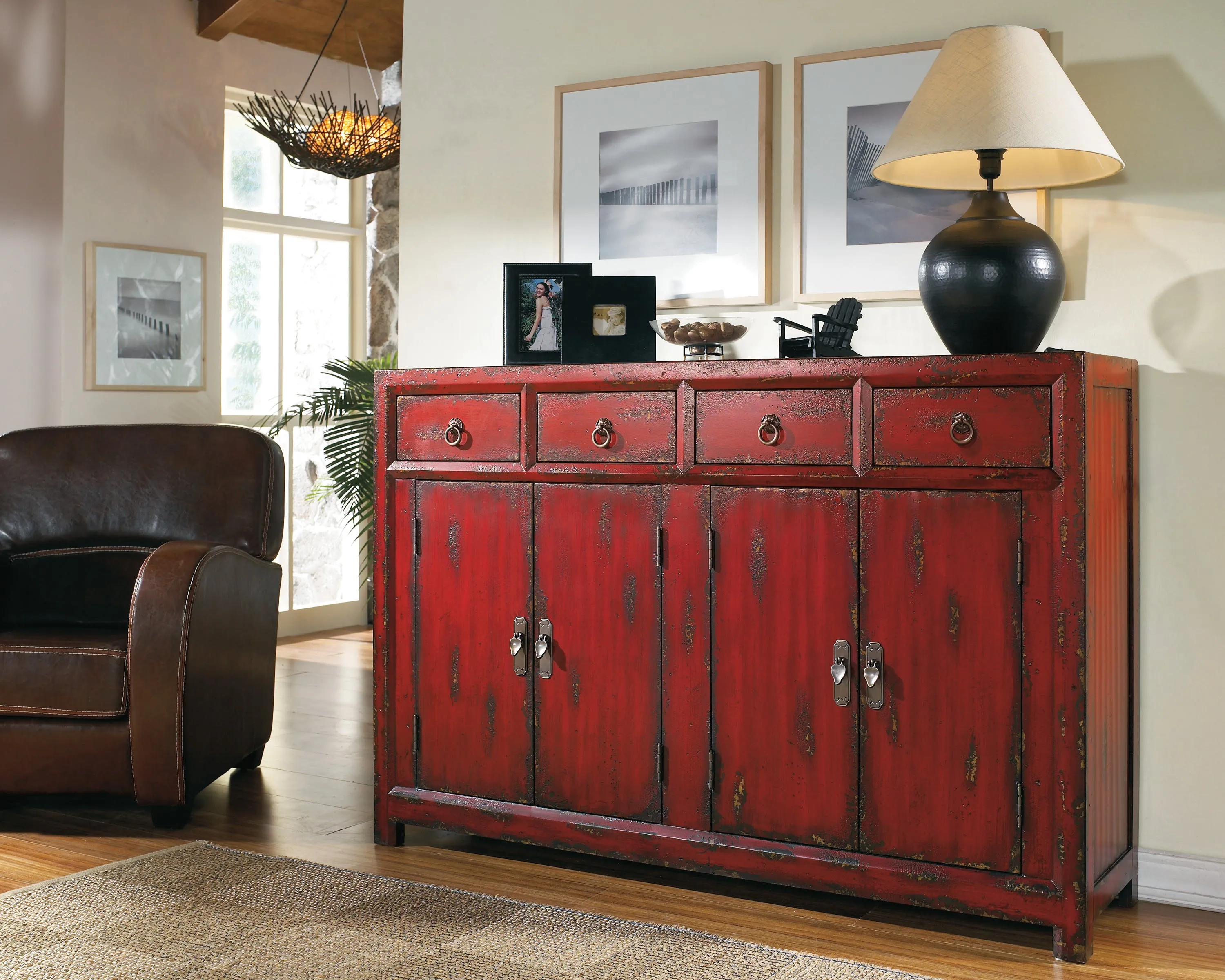 58'' Red Asian Cabinet 2 58'' Red Asian Cabinet