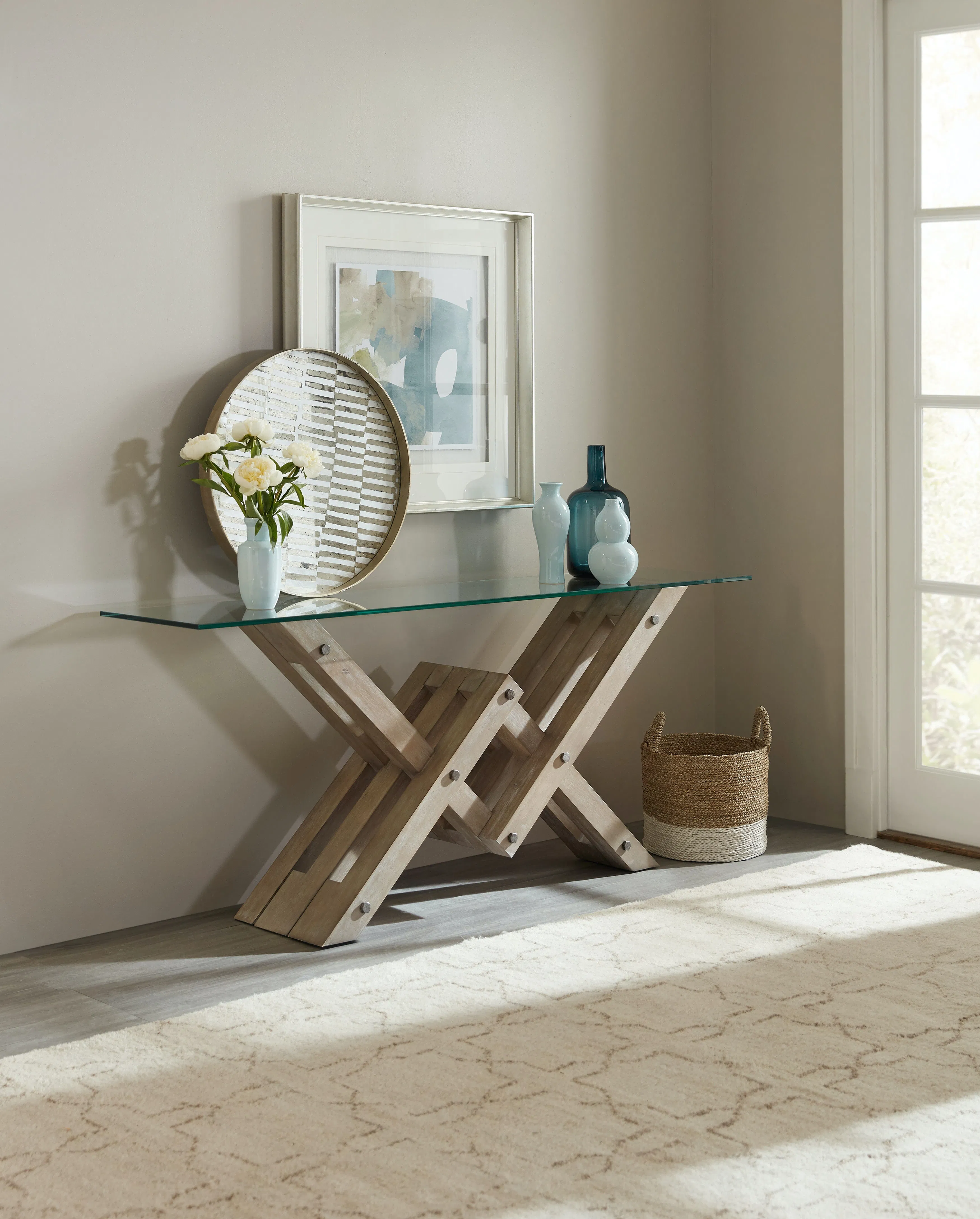Affinity Glass Top Accent Console 3 Affinity Glass Top Accent Console