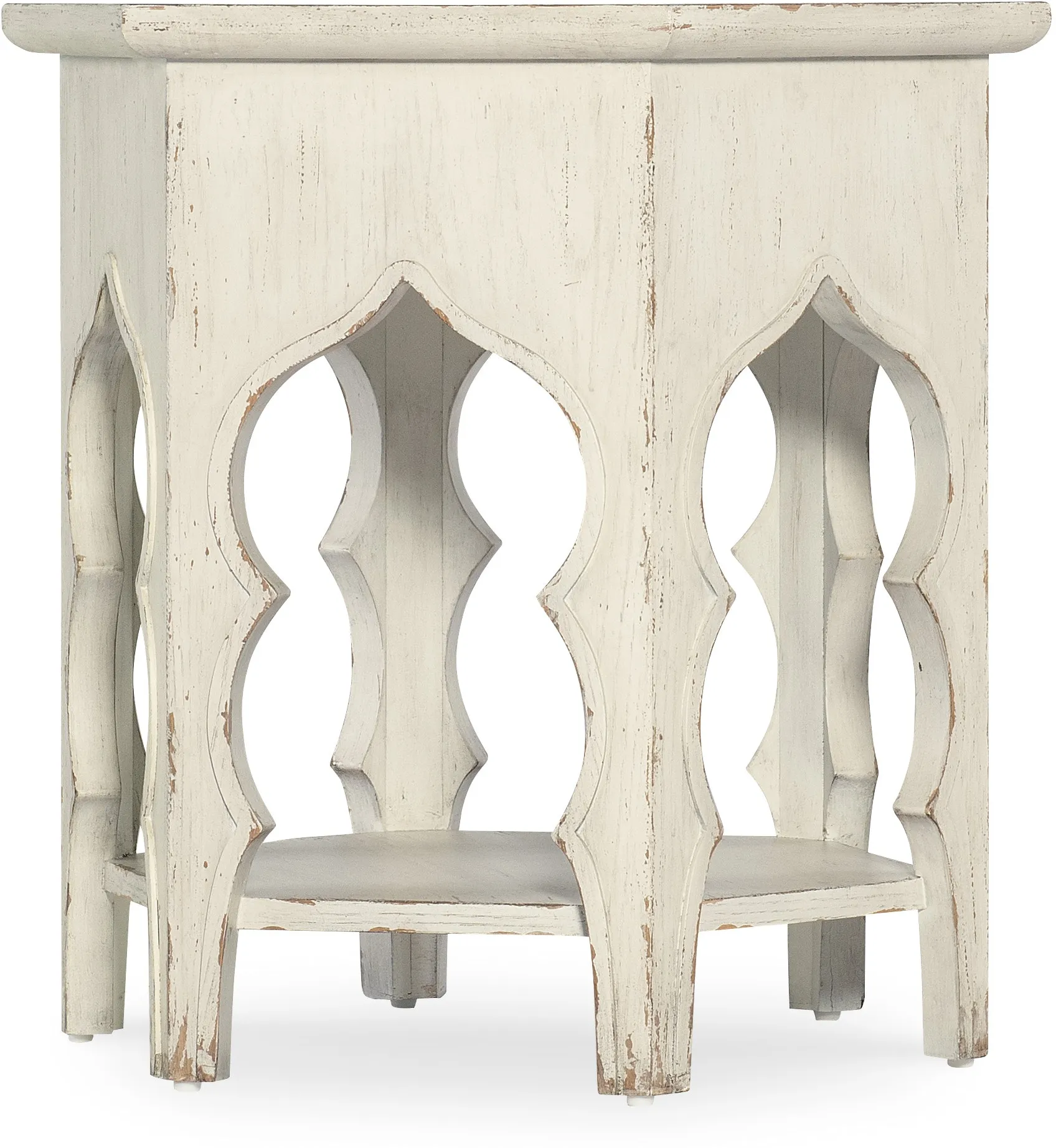 Americana Hexagon End Table (time worn white finish)7050-80115-02 1 Americana Hexagon End Table (time worn white finish)7050-80115-02