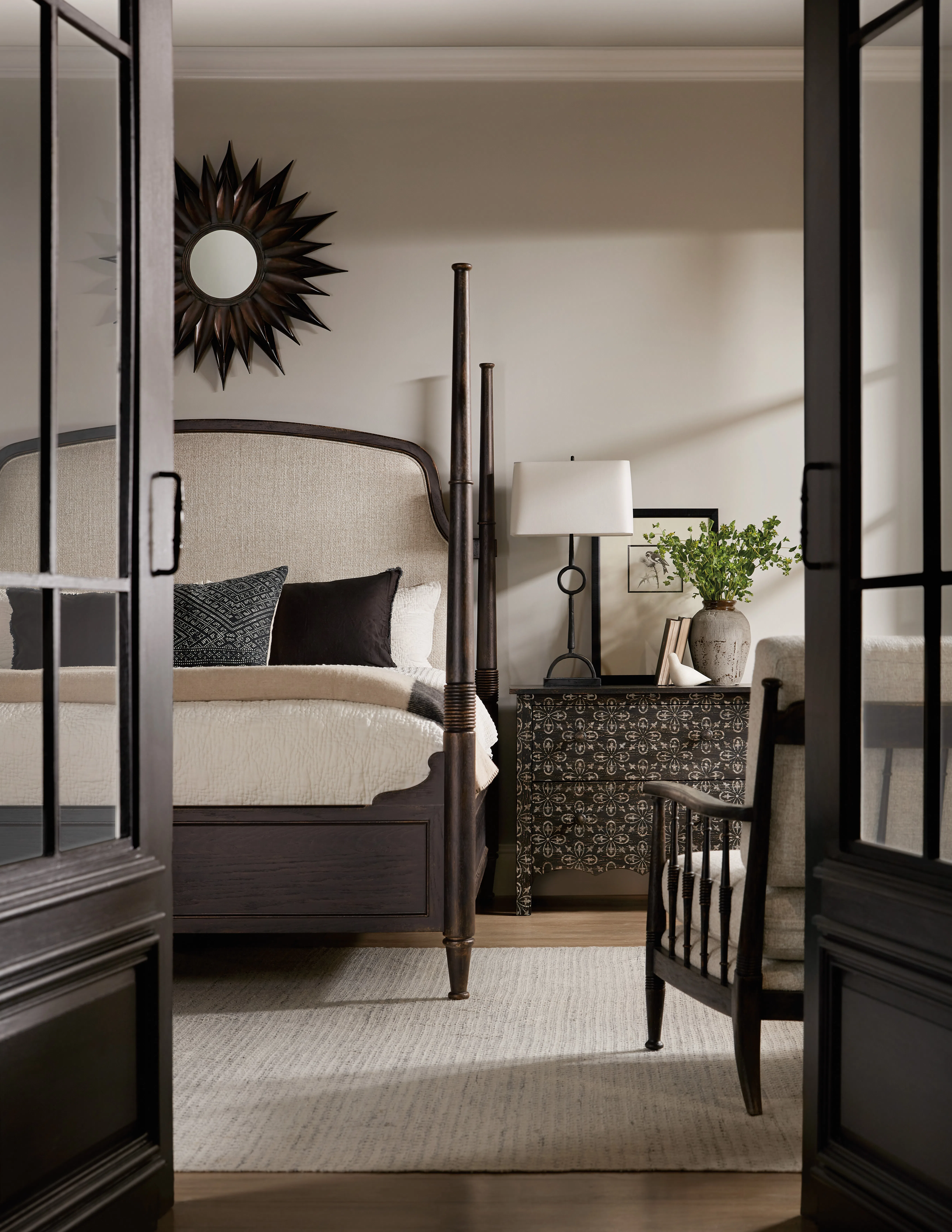 Americana King Upholstered Poster Bed (molasses finish) 7050-90666-89 5 Americana King Upholstered Poster Bed (molasses finish) 7050-90666-89