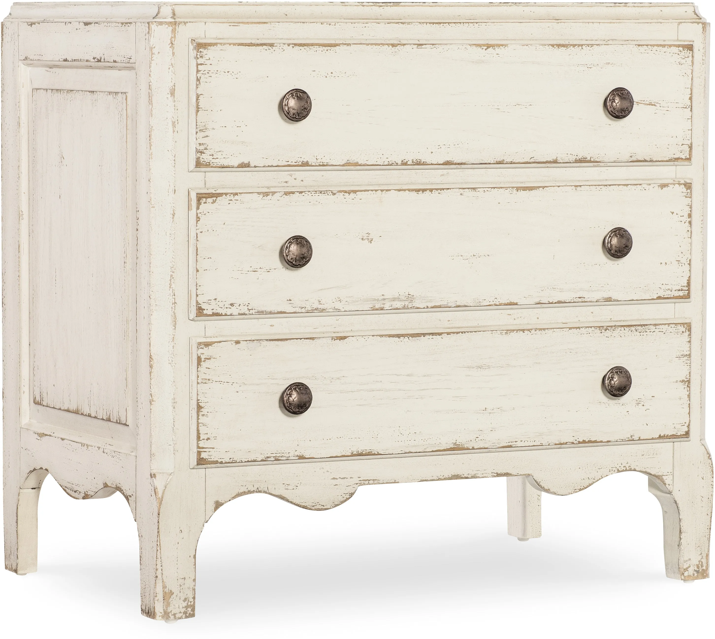 Americana Three-Drawer Nightstand (time worn white finish) 7050-90015-02 1 Americana Three-Drawer Nightstand (time worn white finish) 7050-90015-02