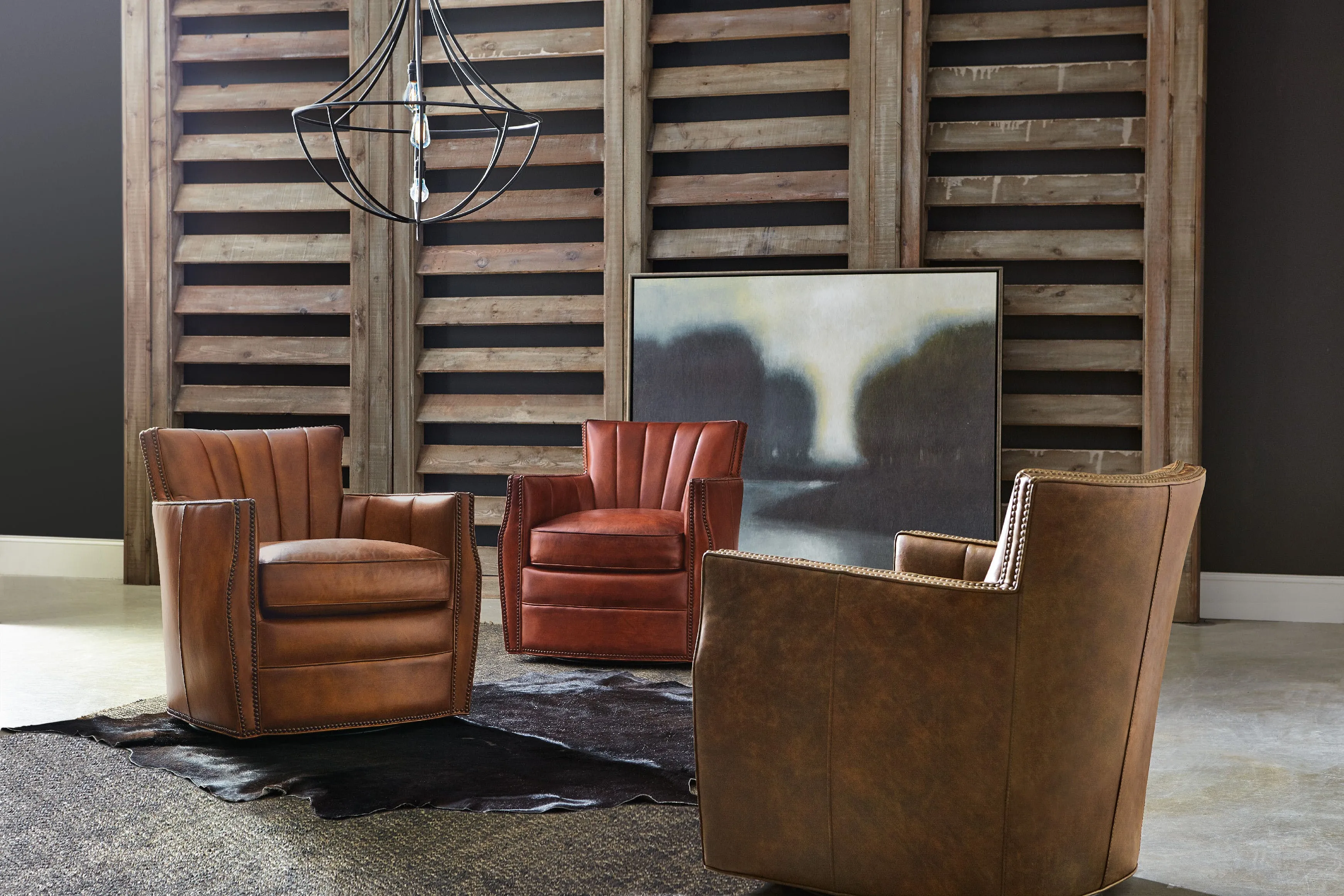 Carson Leather Swivel Club Chair (Checkmate Rook) In stock 2 Carson Leather Swivel Club Chair (Checkmate Rook) In stock