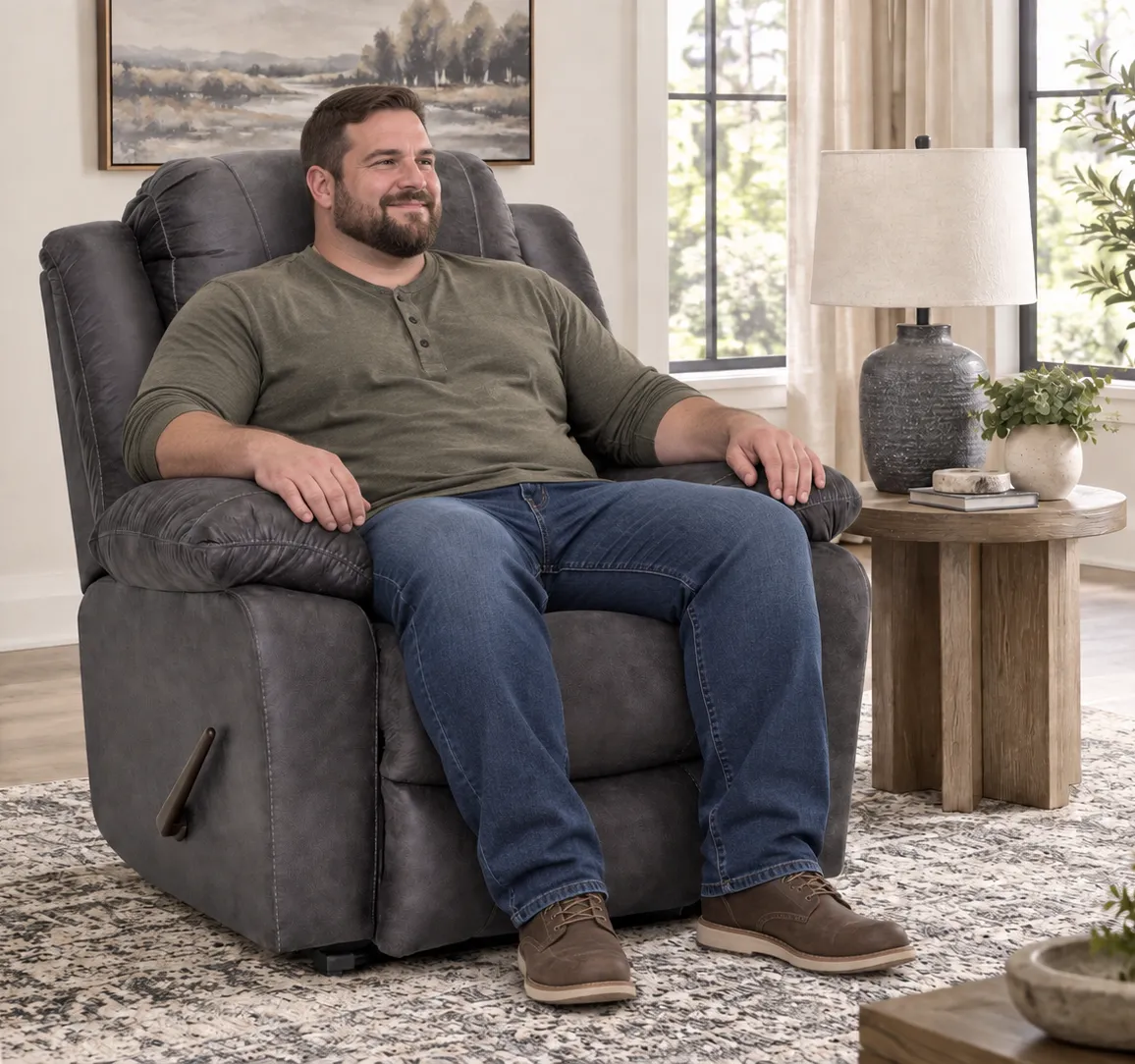 Caesar 9534 500 lb. Oversized Big Man's Rocker Recliner (Commanding Size. Heavy-Duty Strength. Built for 500 lbs) 5 Caesar 9534 500 lb. Oversized Big Man's Rocker Recliner (Commanding Size. Heavy-Duty Strength. Built for 500 lbs)