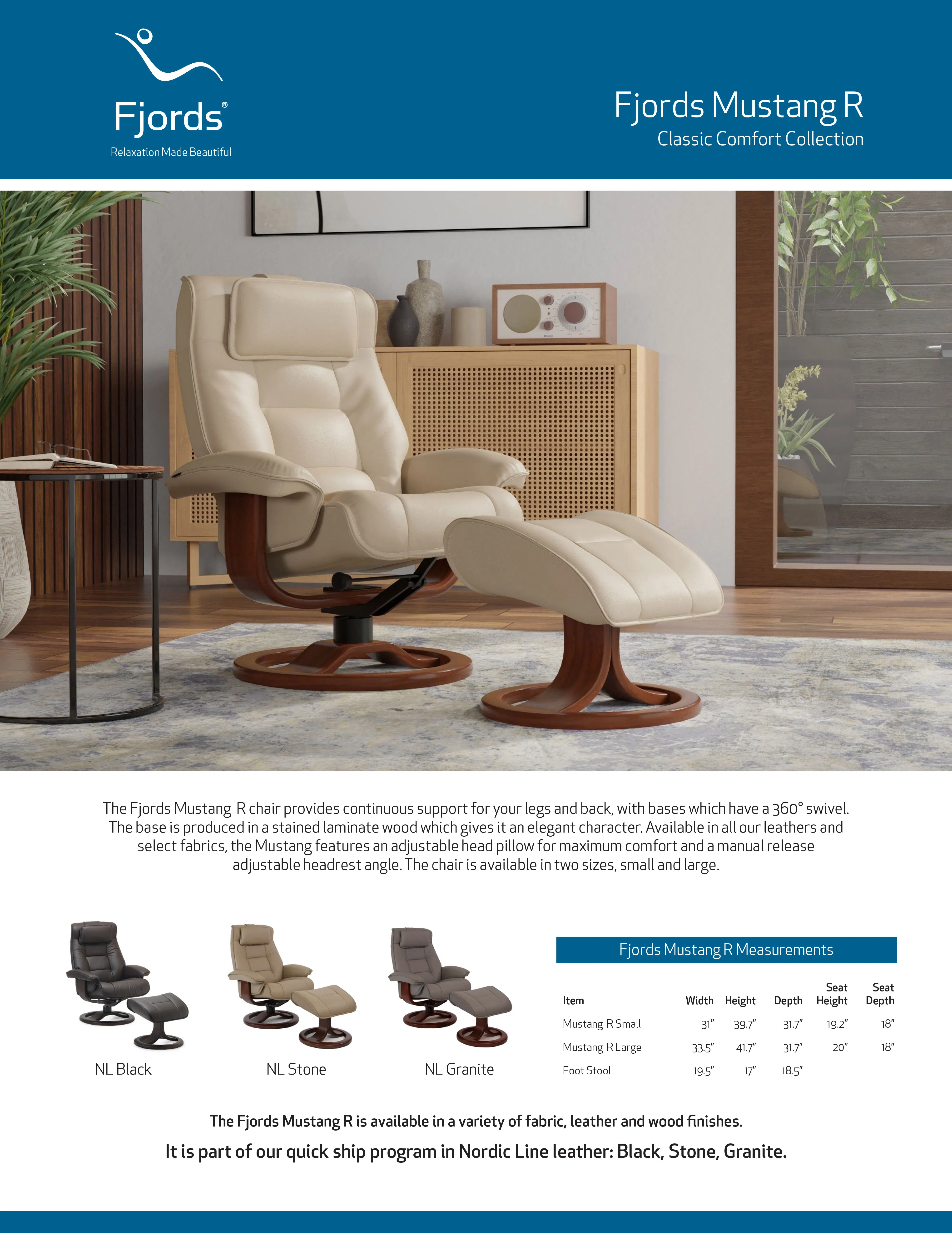 Mustang R Swivel Recliner and Ottoman Stone - 2 sizes (In stock - fast shipping) 5 Mustang R Swivel Recliner and Ottoman Stone - 2 sizes (In stock - fast shipping)