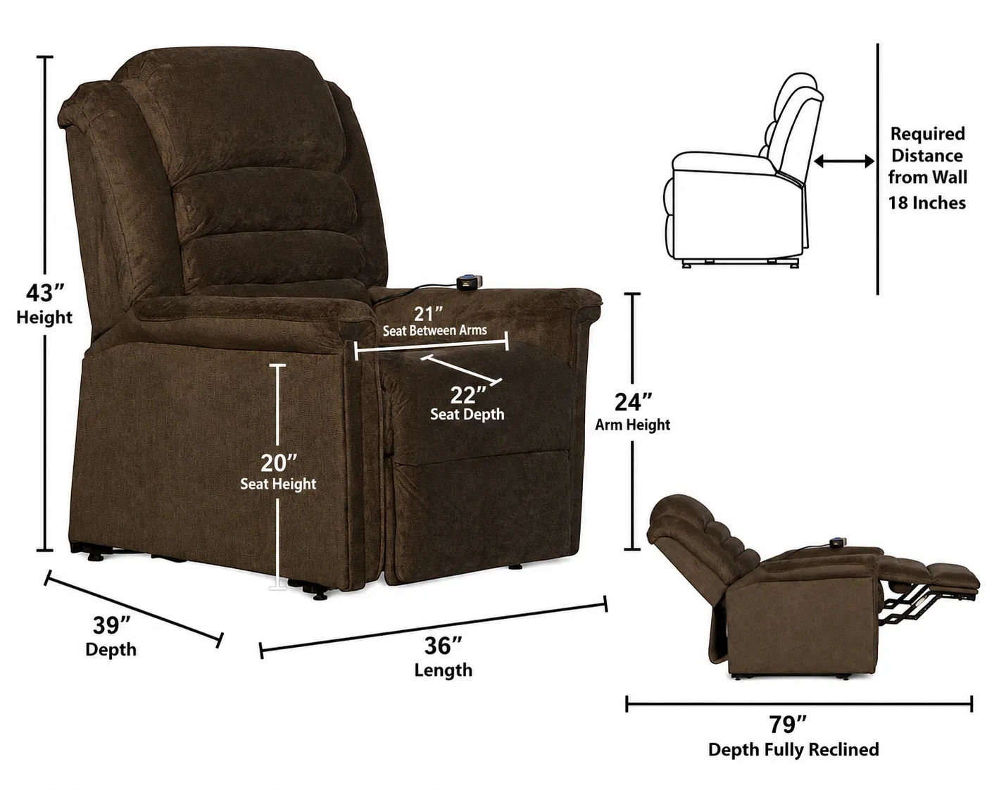 Invincible Power Lift Full Lay-Out Chaise Recliner LiveSmart Performance Fabric (two colors) 18 Invincible Power Lift Full Lay-Out Chaise Recliner LiveSmart Performance Fabric (two colors)