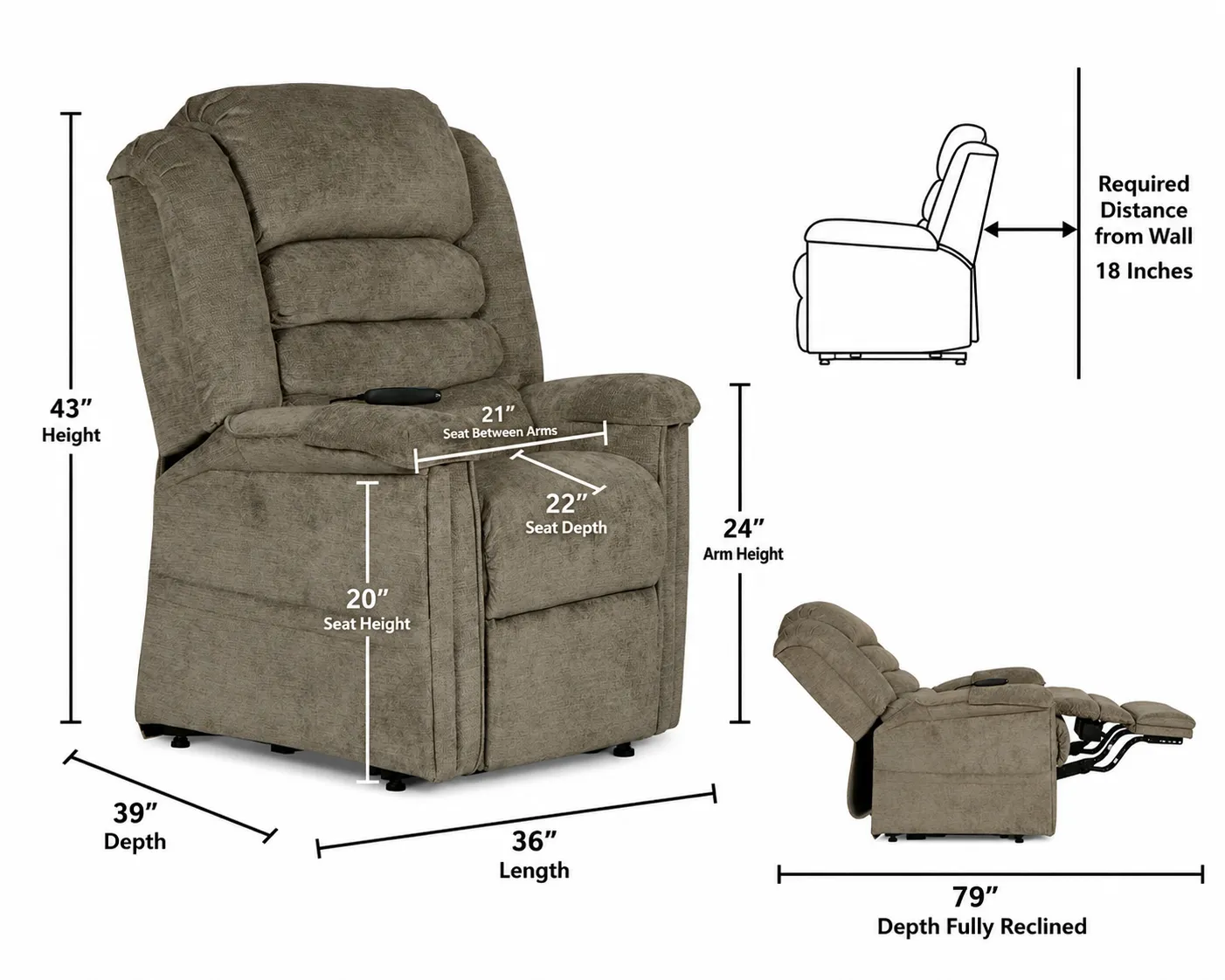 Invincible Power Lift Full Lay-Out Chaise Recliner LiveSmart Performance Fabric (2 colors) 18 Invincible Power Lift Full Lay-Out Chaise Recliner LiveSmart Performance Fabric (2 colors)