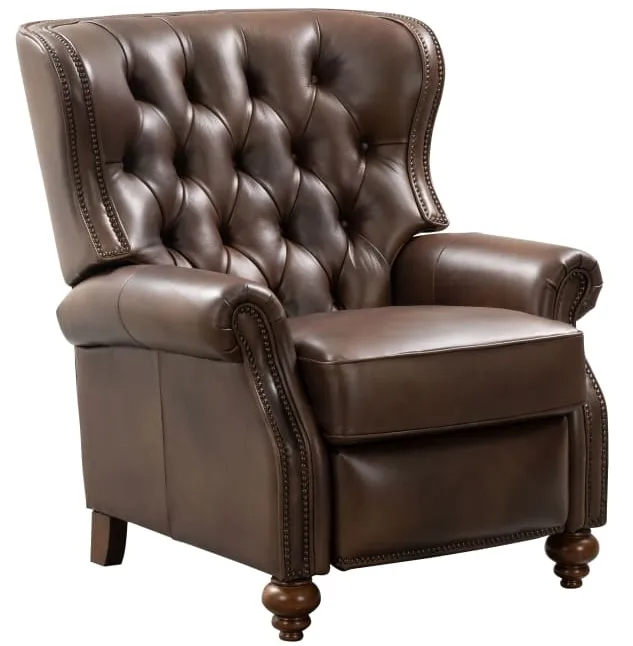 Writer's Leather Chair Push Thru The Arm Recliner (Cognac) In stock 1 Writer's Leather Chair Push Thru The Arm Recliner (Cognac) In stock