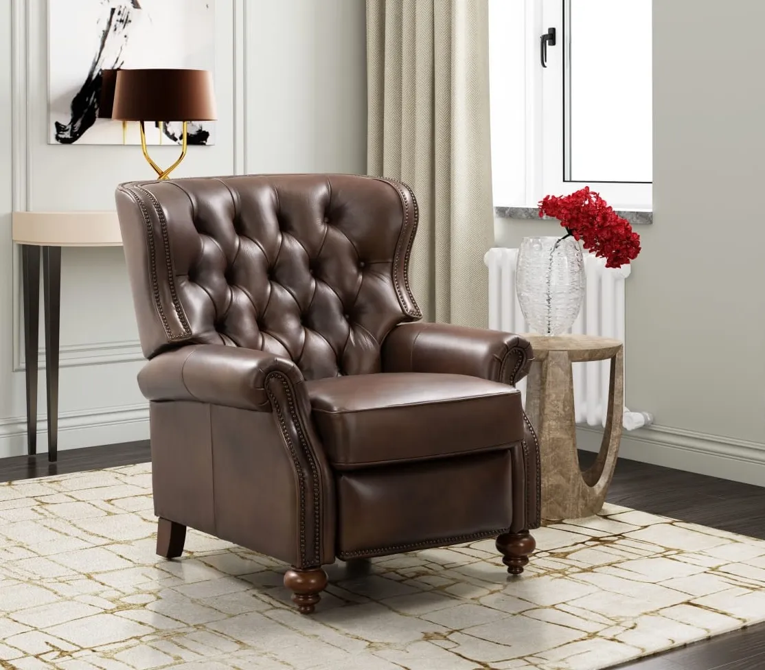 Writer's Leather Chair Push Thru The Arm Recliner (Cognac) In stock 5 Writer's Leather Chair Push Thru The Arm Recliner (Cognac) In stock