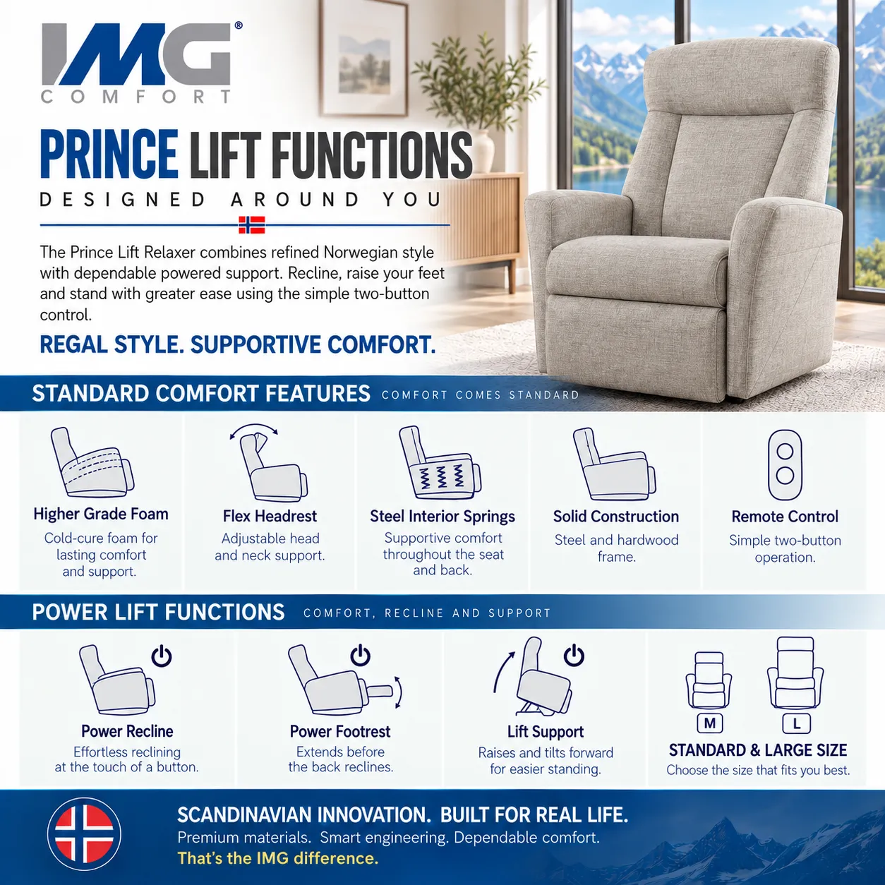 Prince LIFT Relaxer Reclining Chair -In Stock - Performance fabric 14 Prince LIFT Relaxer Reclining Chair -In Stock - Performance fabric