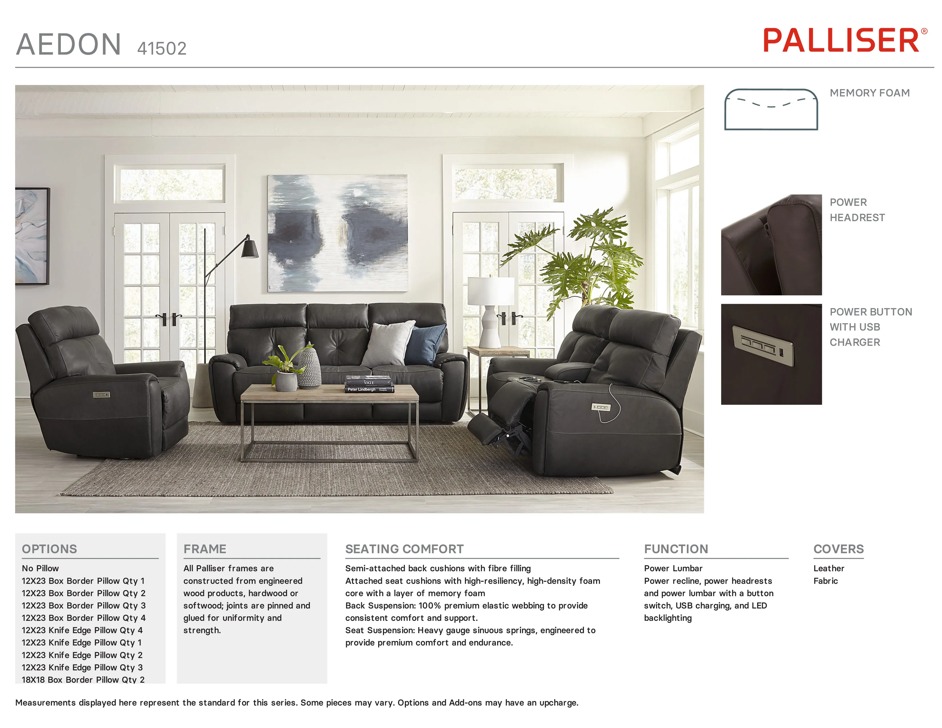 Aedon 41502 Power Headrest Power Reclining Sofa (88") +200 colors 28 Aedon 41502 Power Headrest Power Reclining Sofa (88") +200 colors