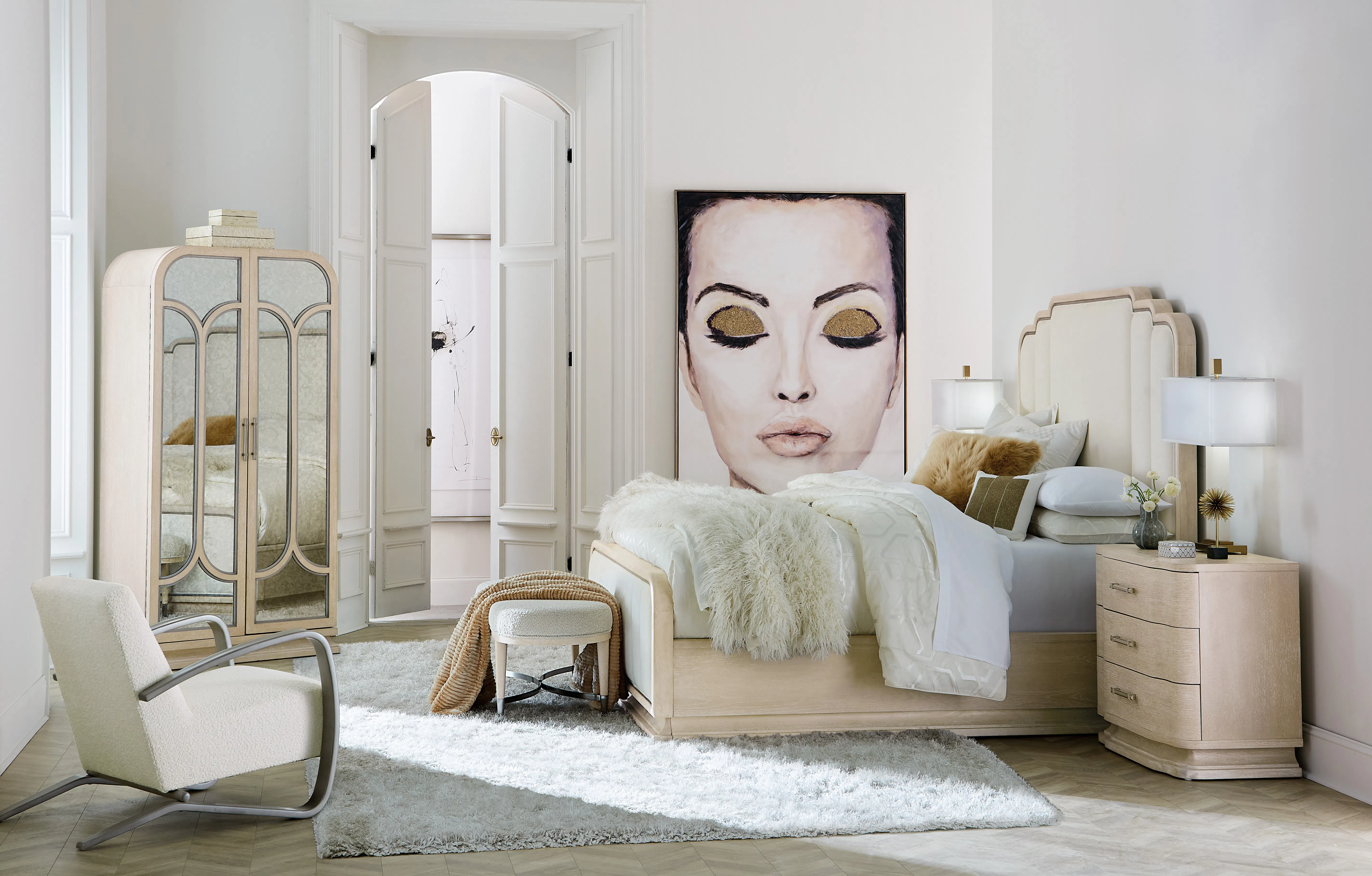 Nouveau Chic King Upholstered Bed (sandstone finish) 6500-90866-80 5 Nouveau Chic King Upholstered Bed (sandstone finish) 6500-90866-80