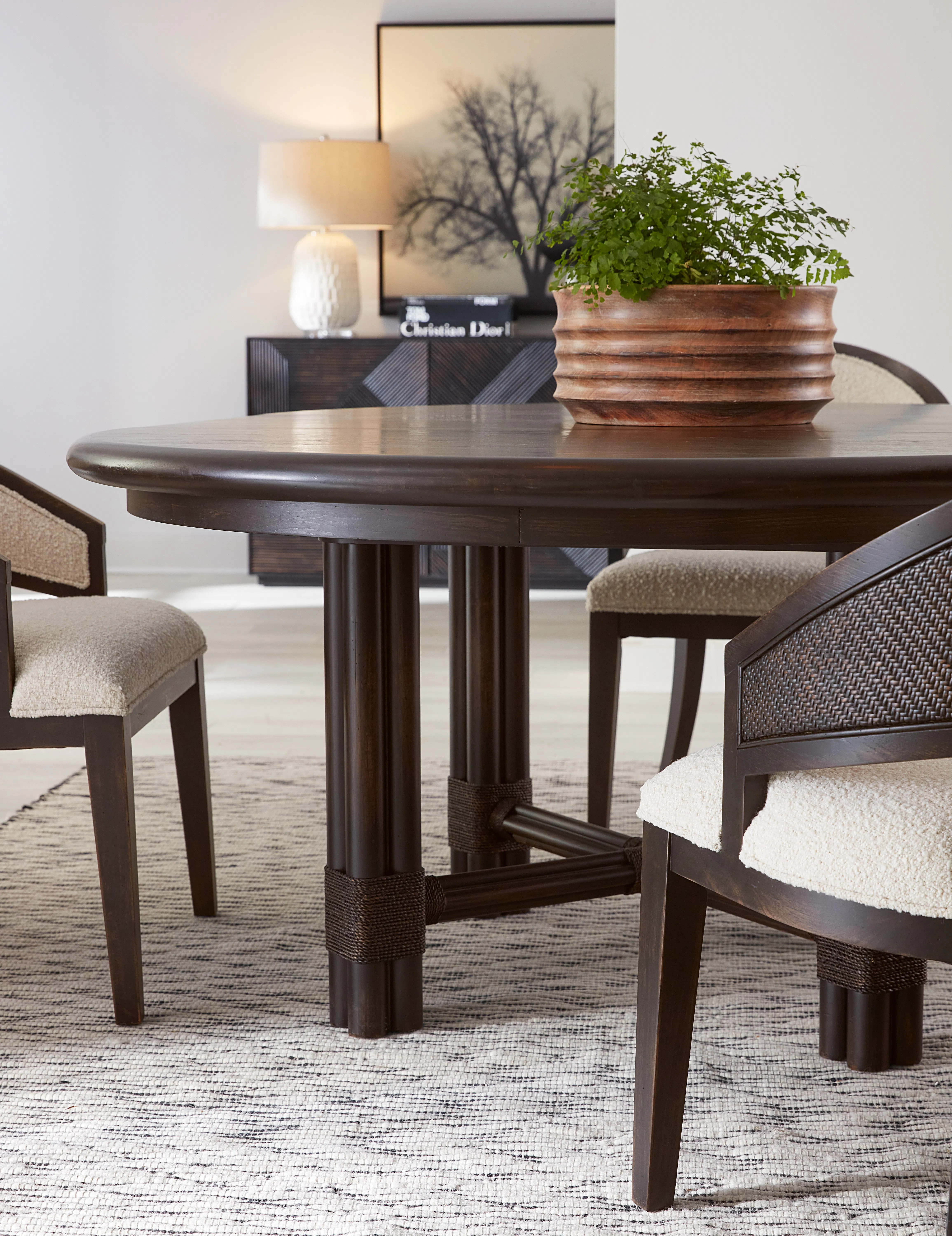 Retreat Pole Rattan Round Dining Table (20" leaf) Dark sand finish 6950-75201-99 5 Retreat Pole Rattan Round Dining Table (20" leaf) Dark sand finish 6950-75201-99