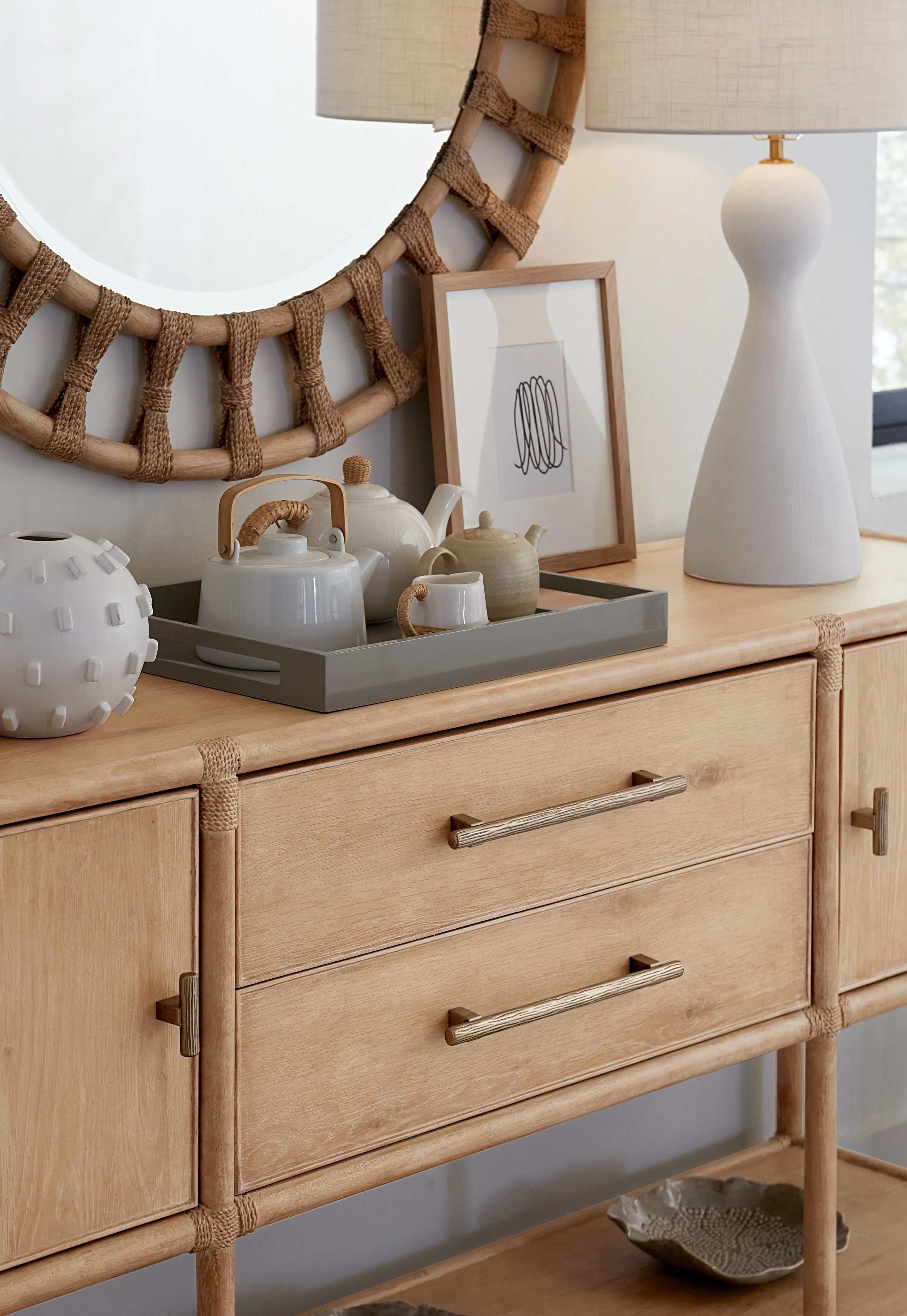 Retreat Pole Rattan Sideboard (Light sand finish) 6950-75917-80 6 Retreat Pole Rattan Sideboard (Light sand finish) 6950-75917-80