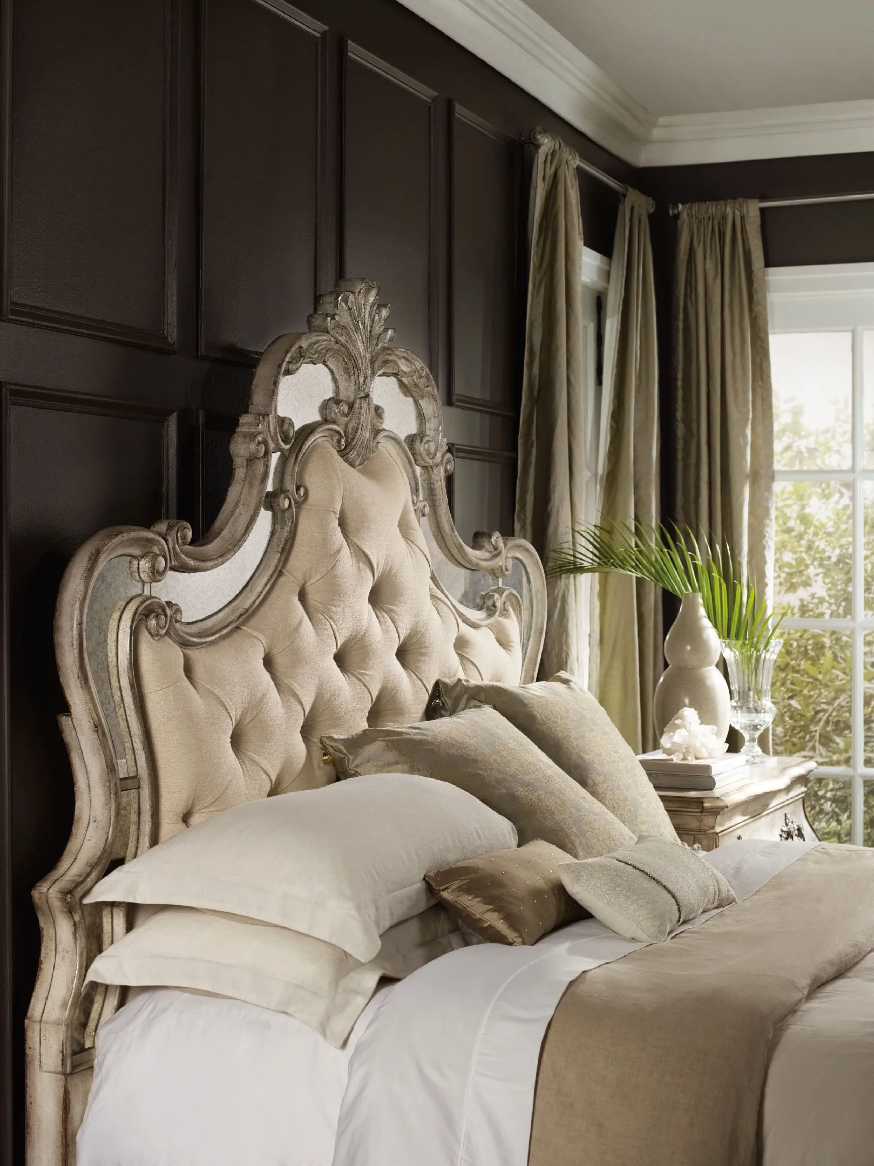 Sanctuary California King Upholstered Bed (Elegant silver leaf with a slightly aged patina) 5413-90860 2 Sanctuary California King Upholstered Bed (Elegant silver leaf with a slightly aged patina) 5413-90860