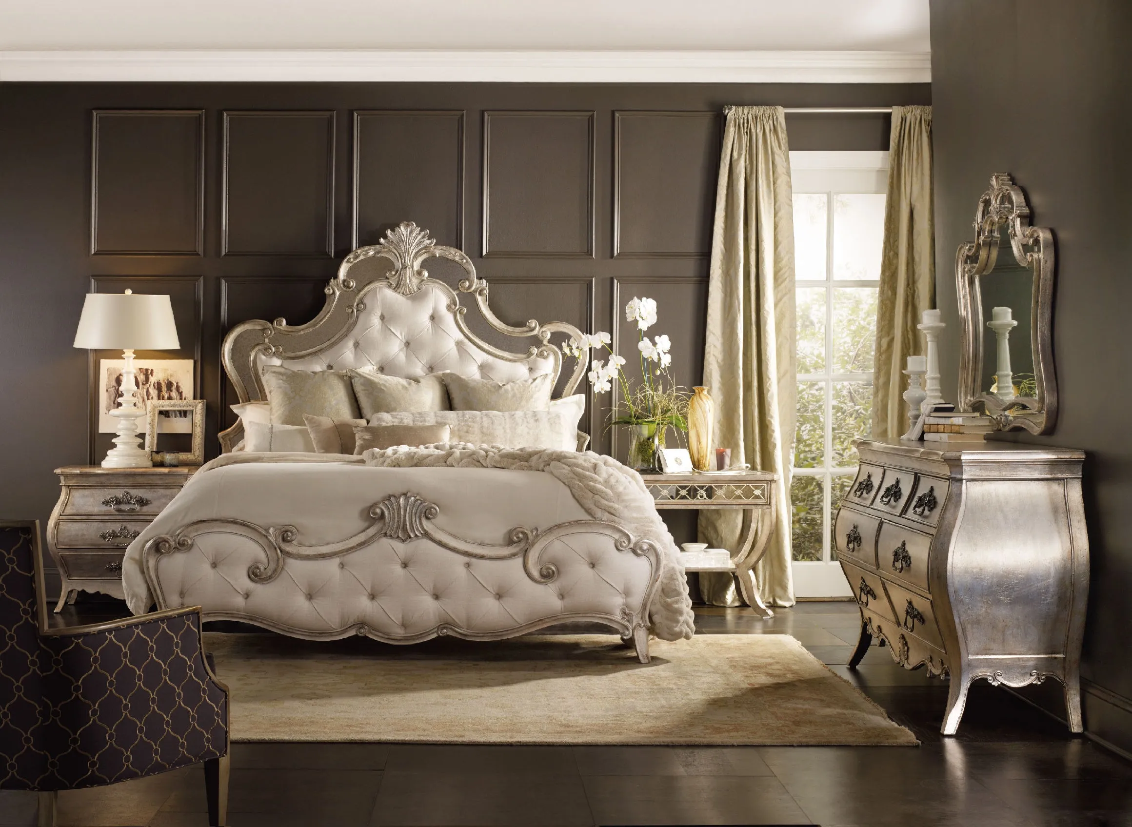 Sanctuary California King Upholstered Bed (Elegant silver leaf with a slightly aged patina) 5413-90860 3 Sanctuary California King Upholstered Bed (Elegant silver leaf with a slightly aged patina) 5413-90860